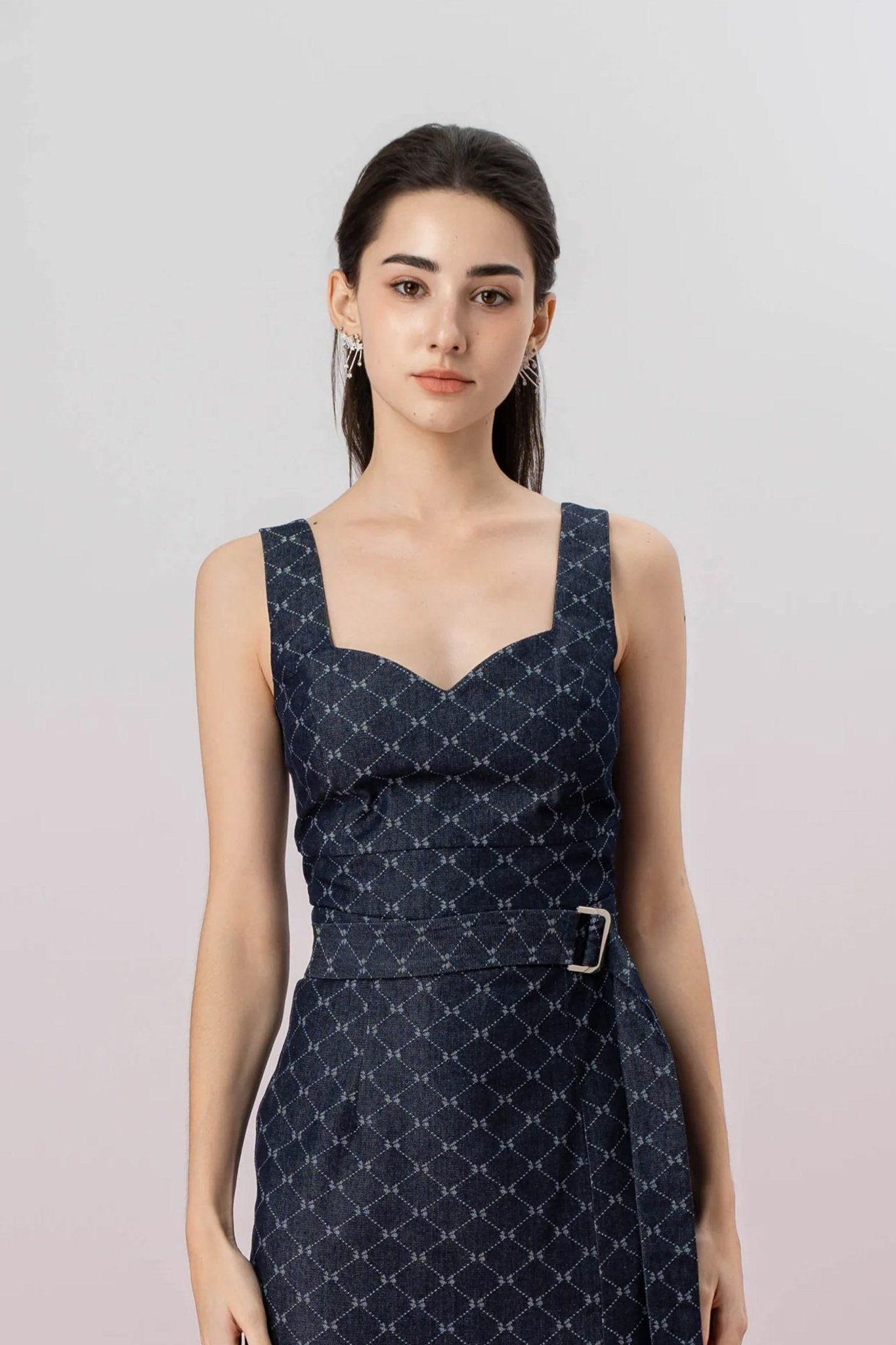 Jacalyn Dark Blue Denim Strap Top - Nimisski