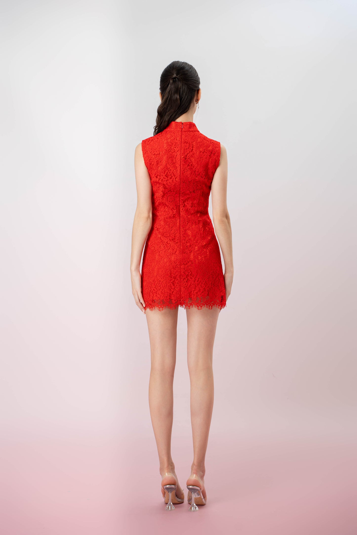 Jeanetta Red Lace Modern Cheongsam Dress