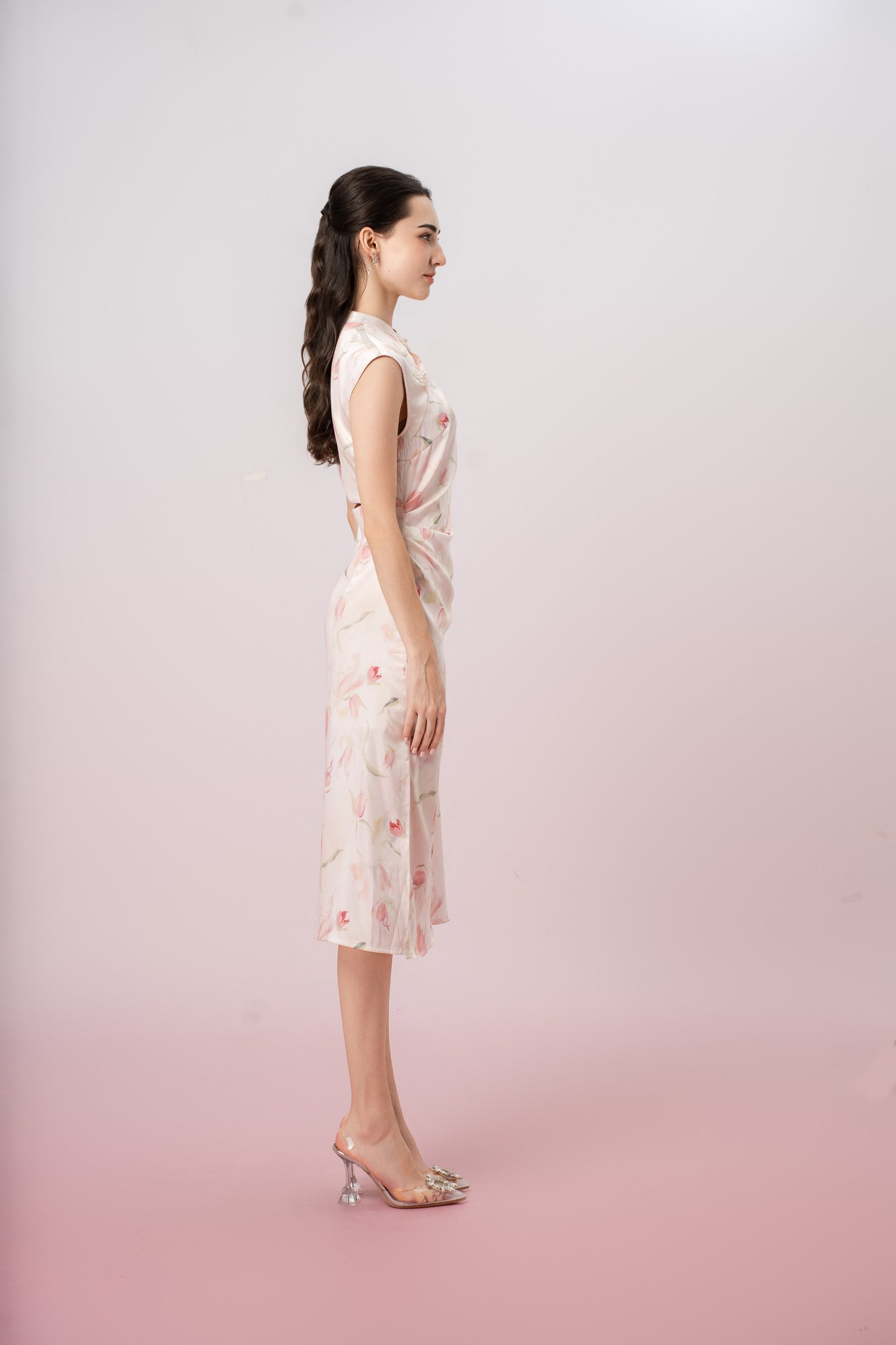 Jaquelin Floral Print Cheongsam Dress