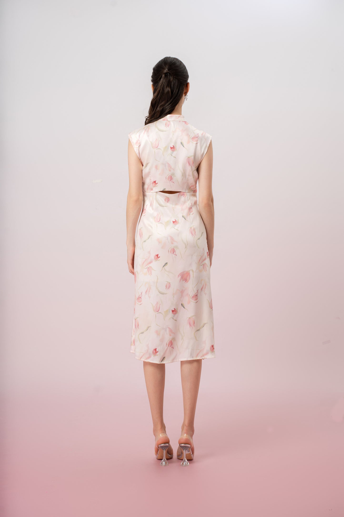 Jaquelin Floral Print Cheongsam Dress