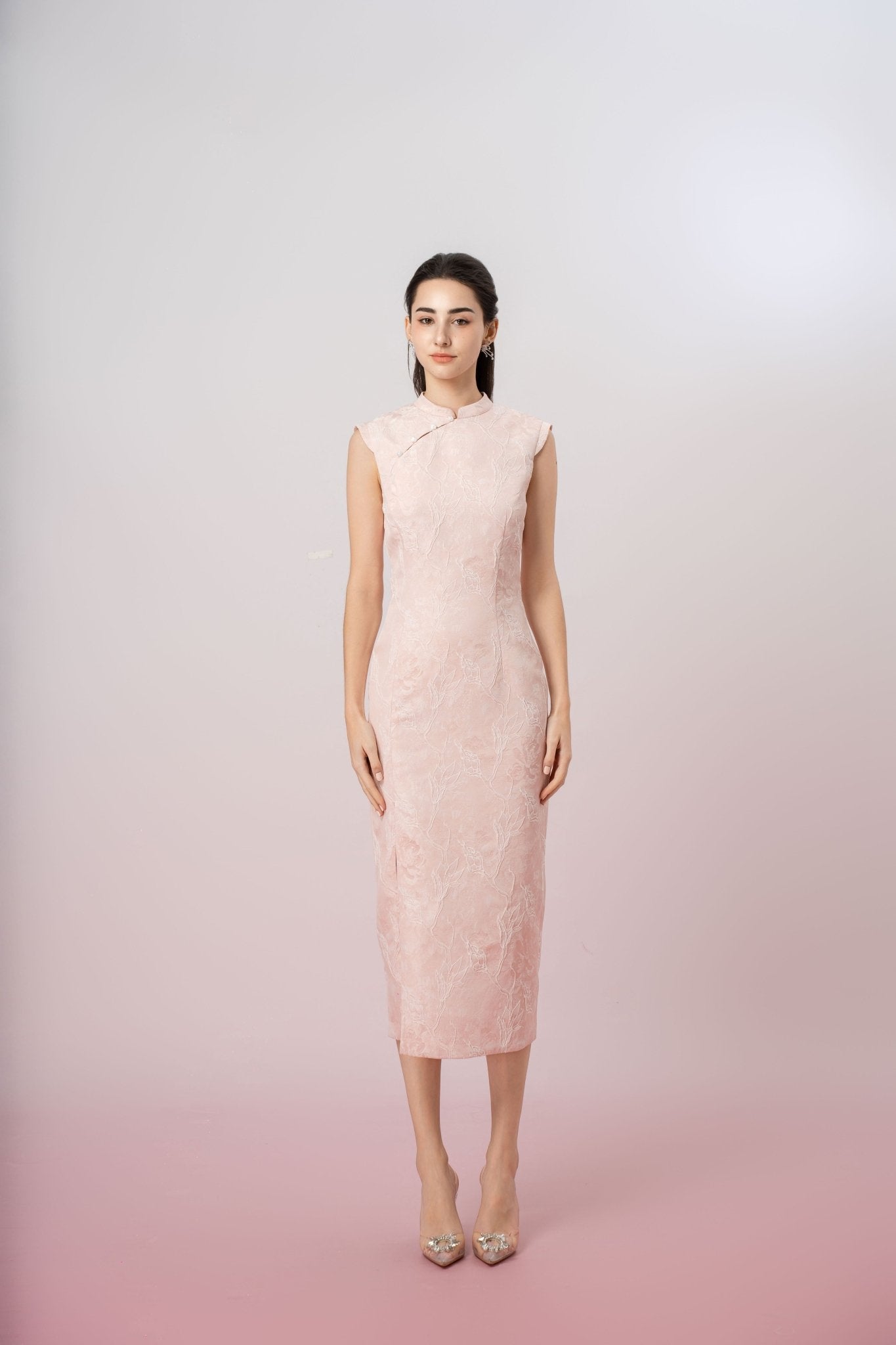 Jacolyn Pink Rose Cheongsam Dress - Nimisski