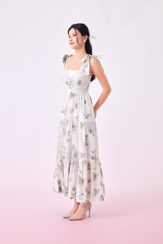 Edie Black Butterfly Prints Long Dress