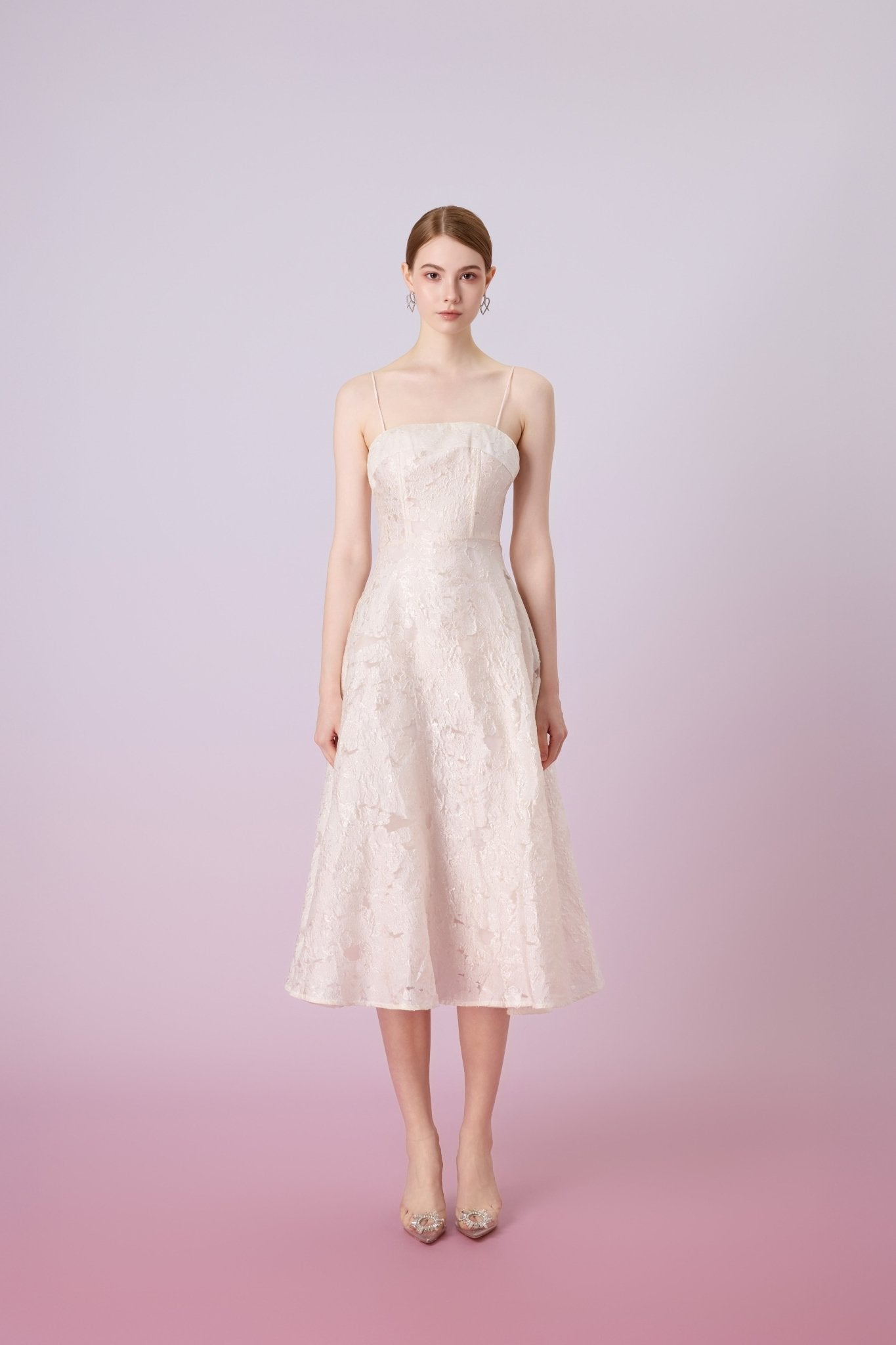 Graciella Beige Lace Long Dress - Nimisski