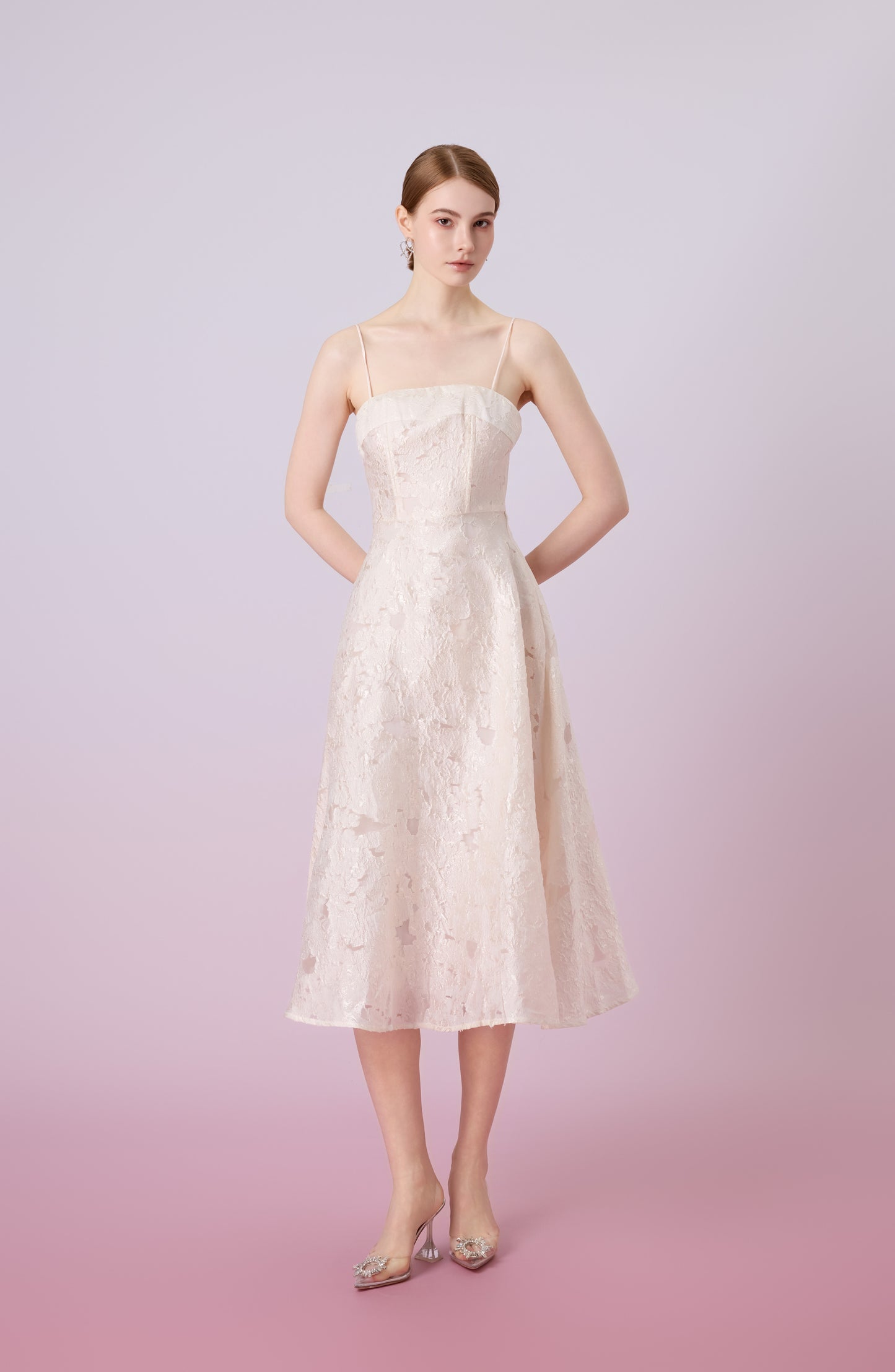 Graciella Beige Lace Long Dress