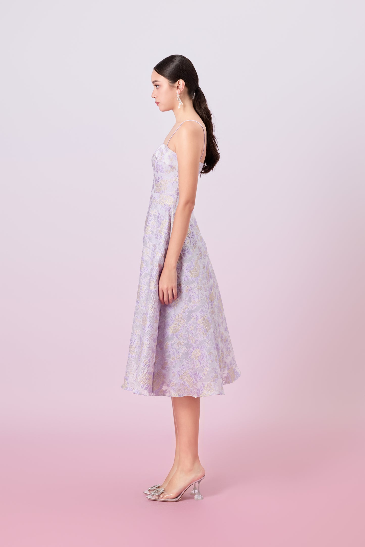 Graciella Purple Gold Jacquard Long Dress