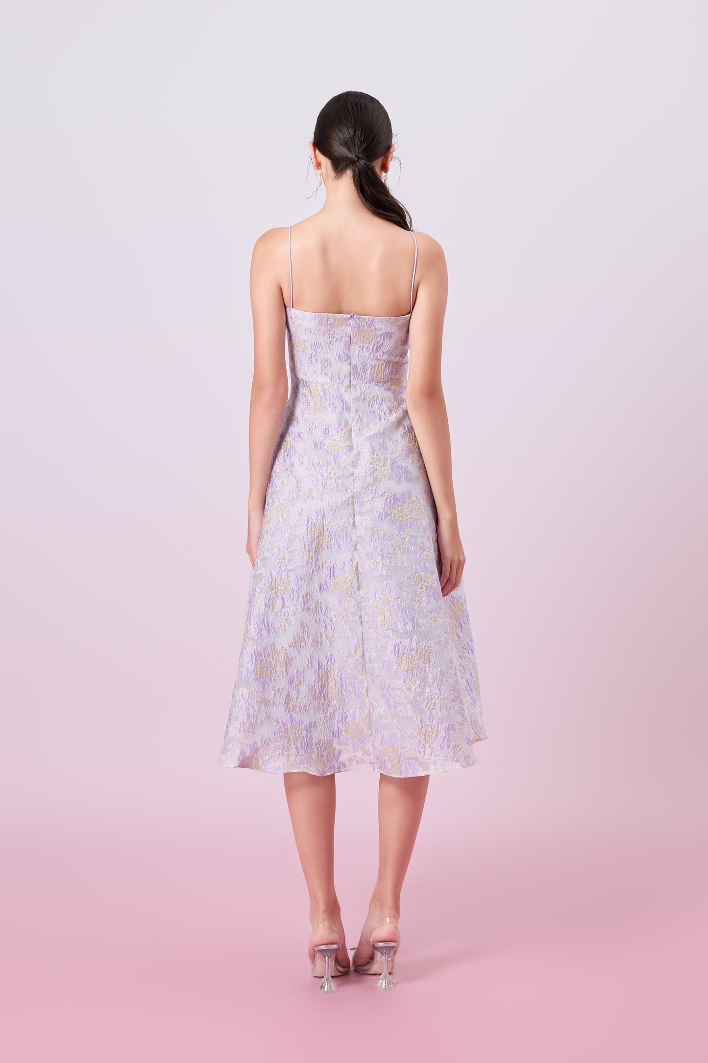 Graciella Purple Gold Jacquard Long Dress