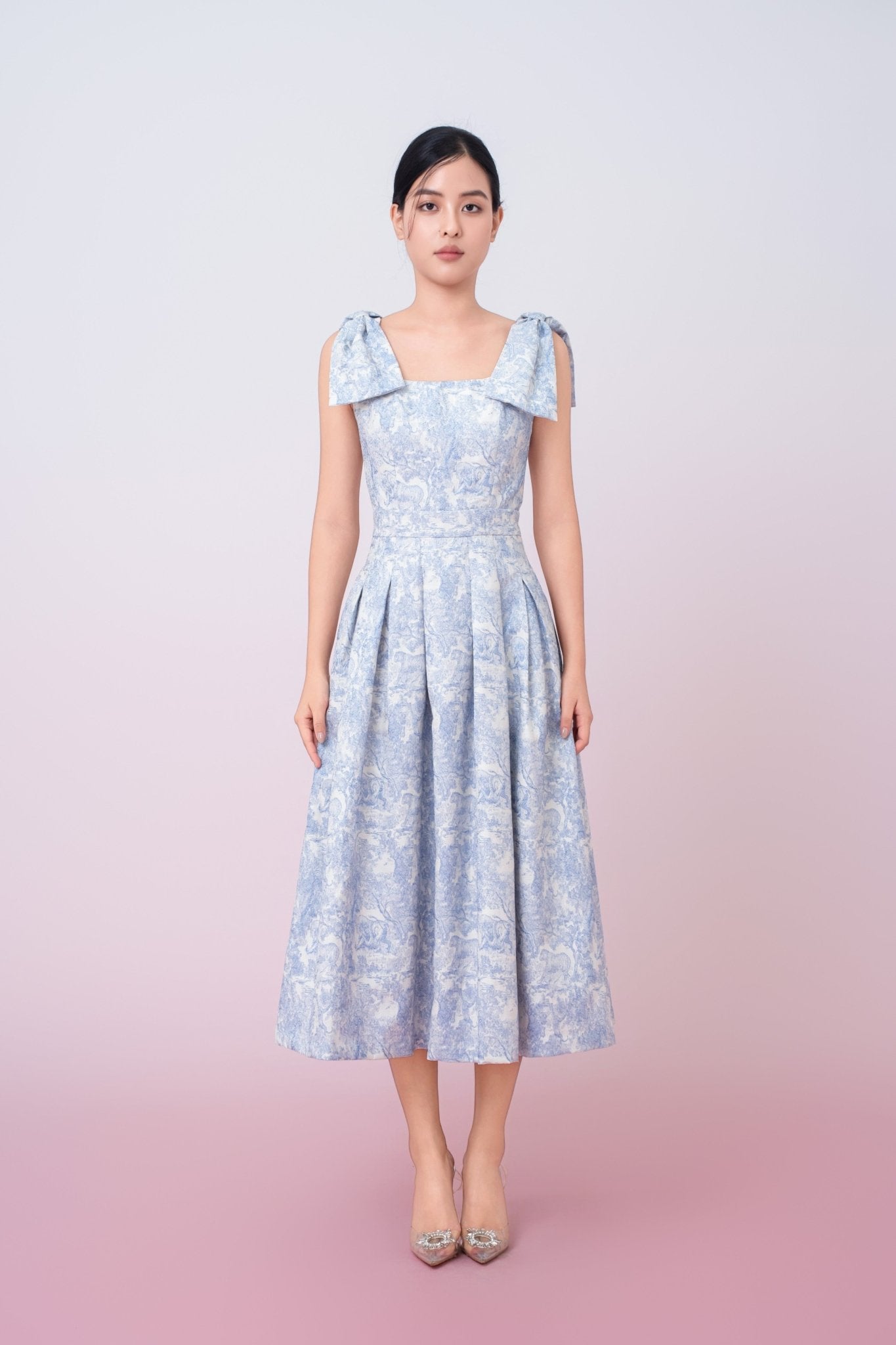 Gwenn Blue Animal Print In White Dress - Nimisski