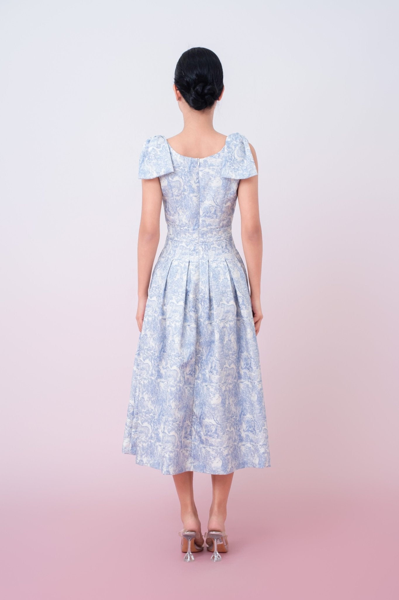 Gwenn Blue Animal Print In White Dress - Nimisski