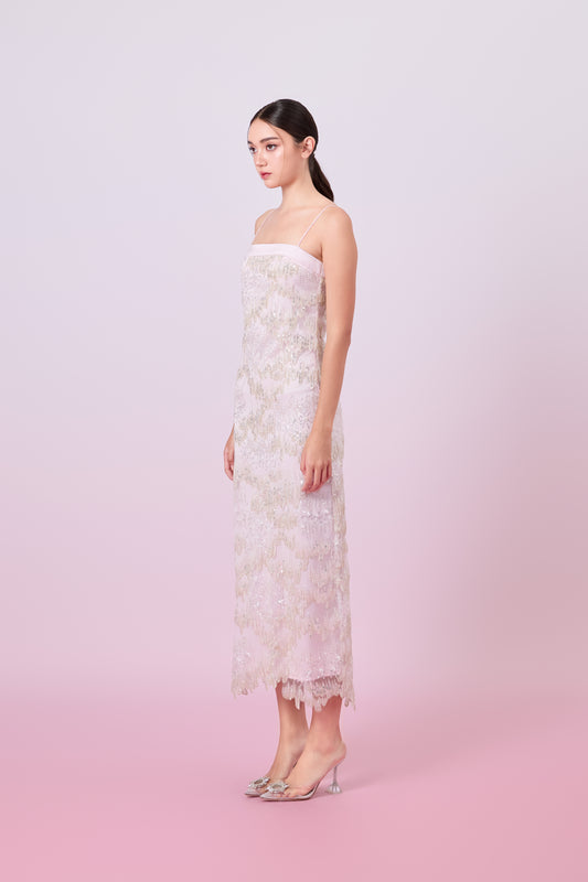 Gabriellen Pink With Sequins Column Dress