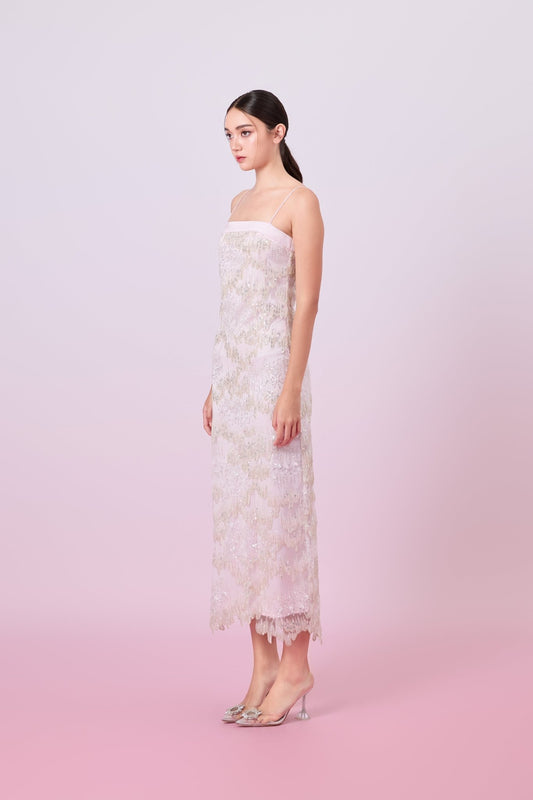 Gabriellen Pink With Sequins Column Dress - Nimisski