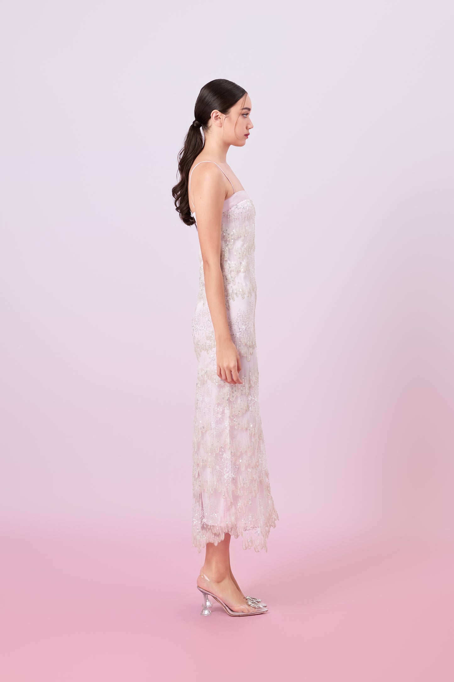 Gabriellen Pink With Sequins Column Dress