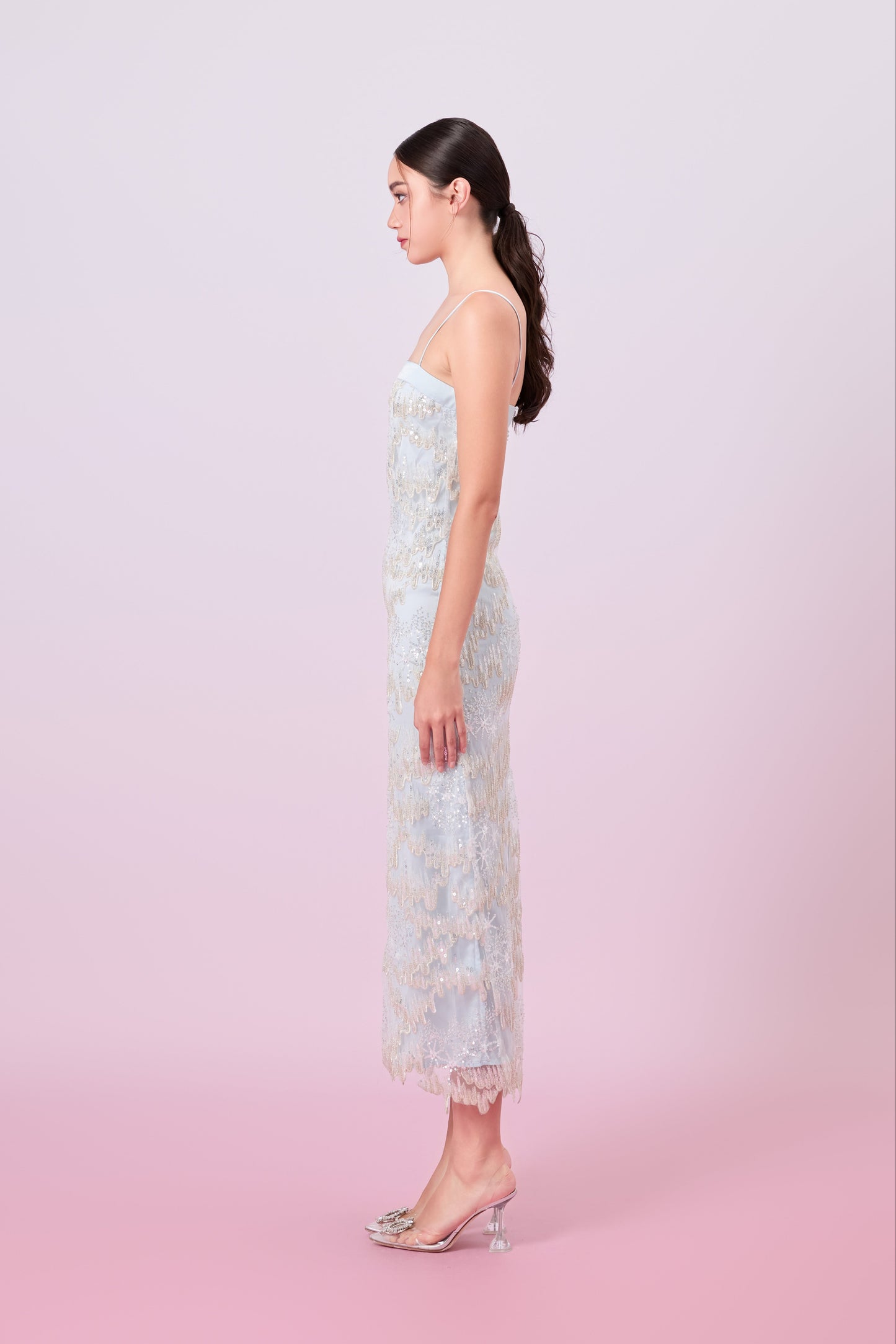 Gabriellen Green With Sequins Column Dress