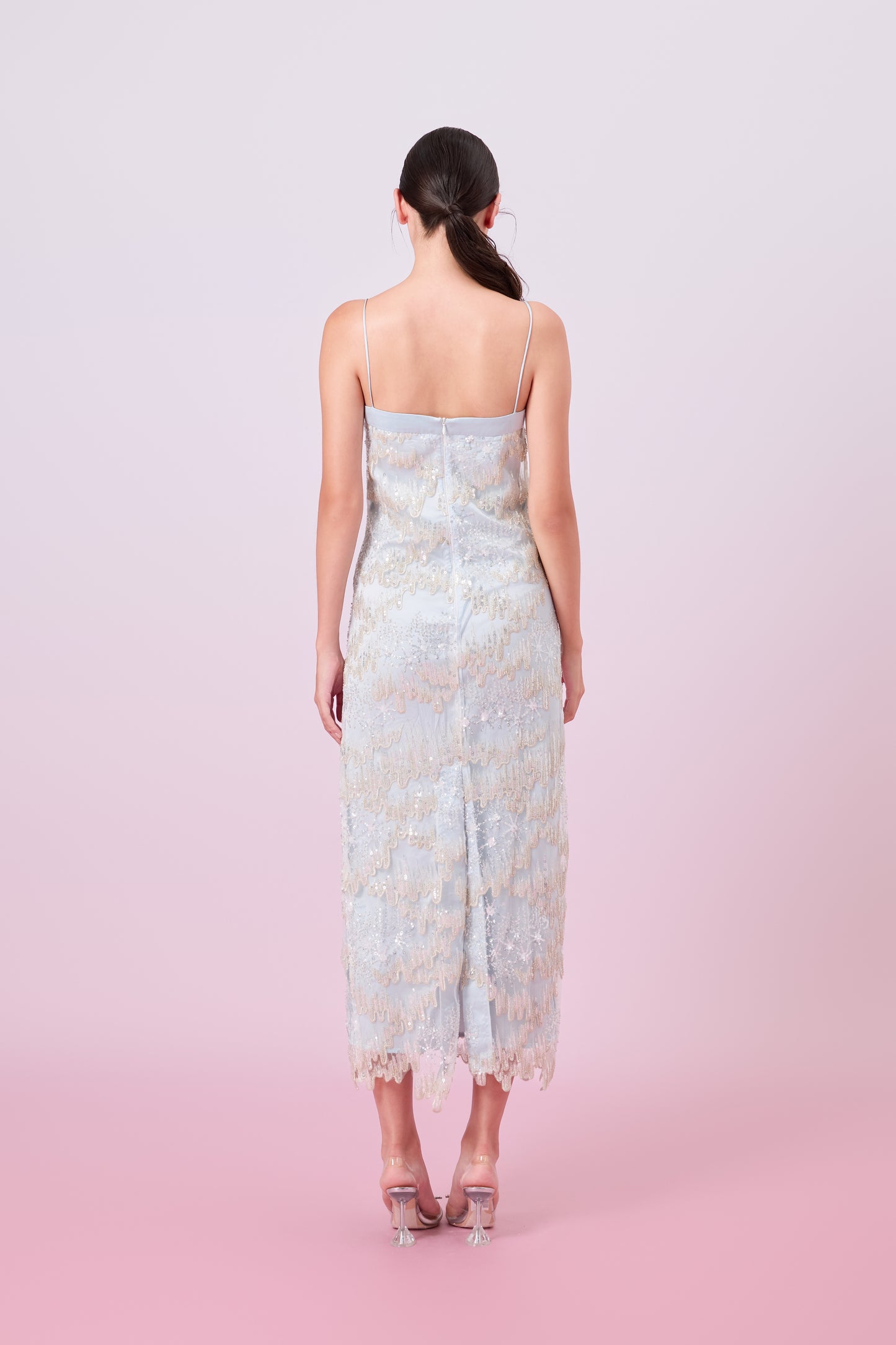 Gabriellen Green With Sequins Column Dress