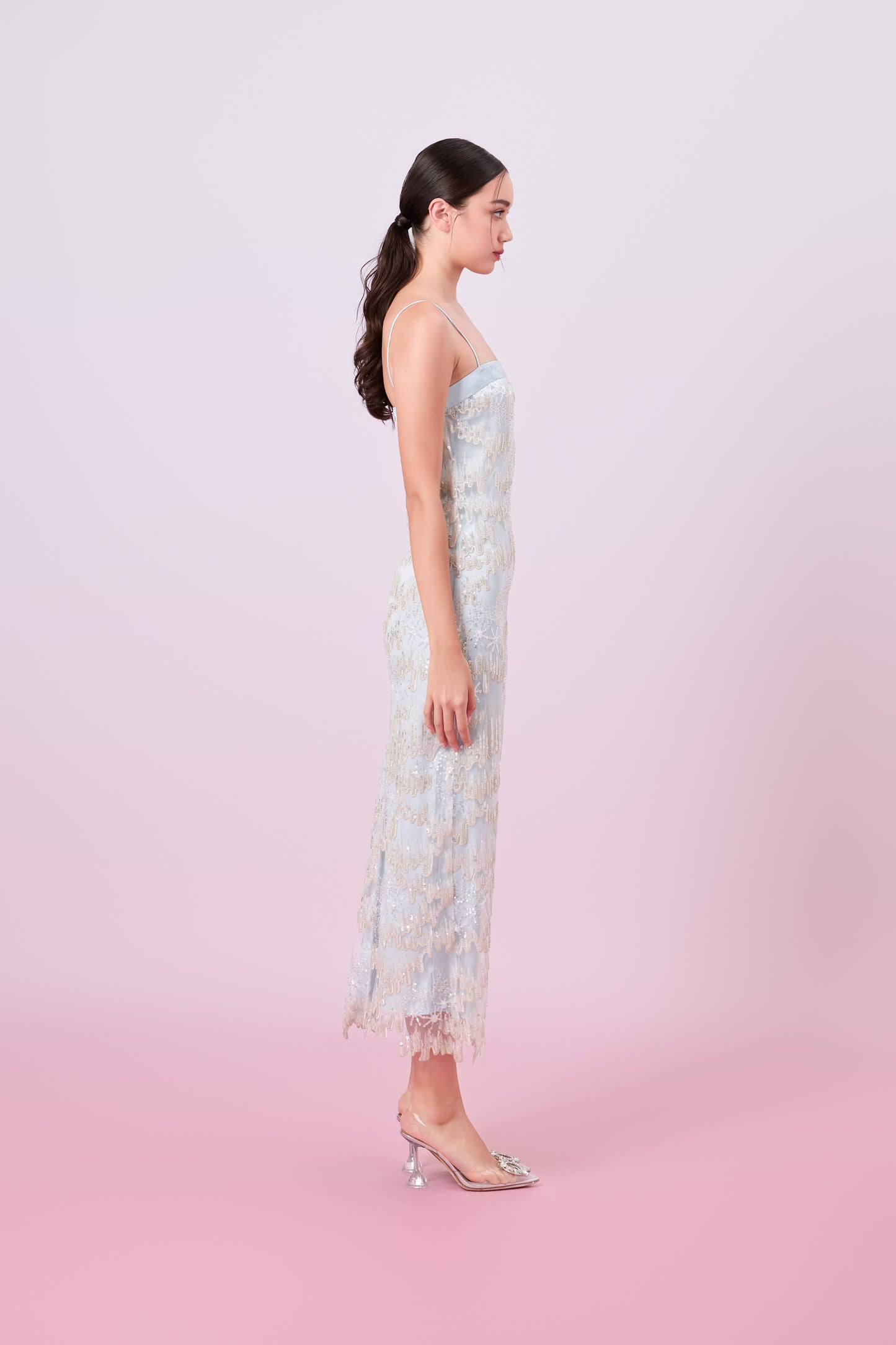 Gabriellen Green With Sequins Column Dress