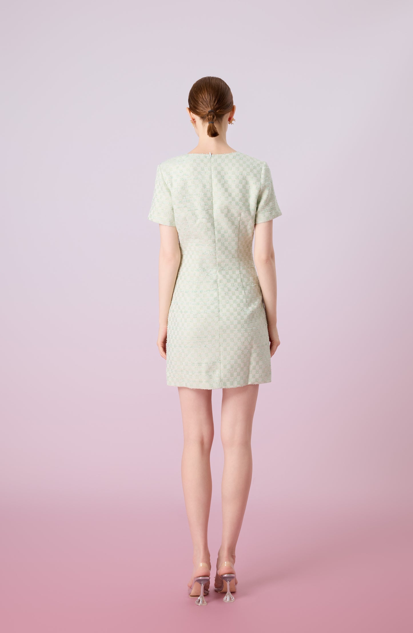 Jacklin Green Checkered Tweed Dress