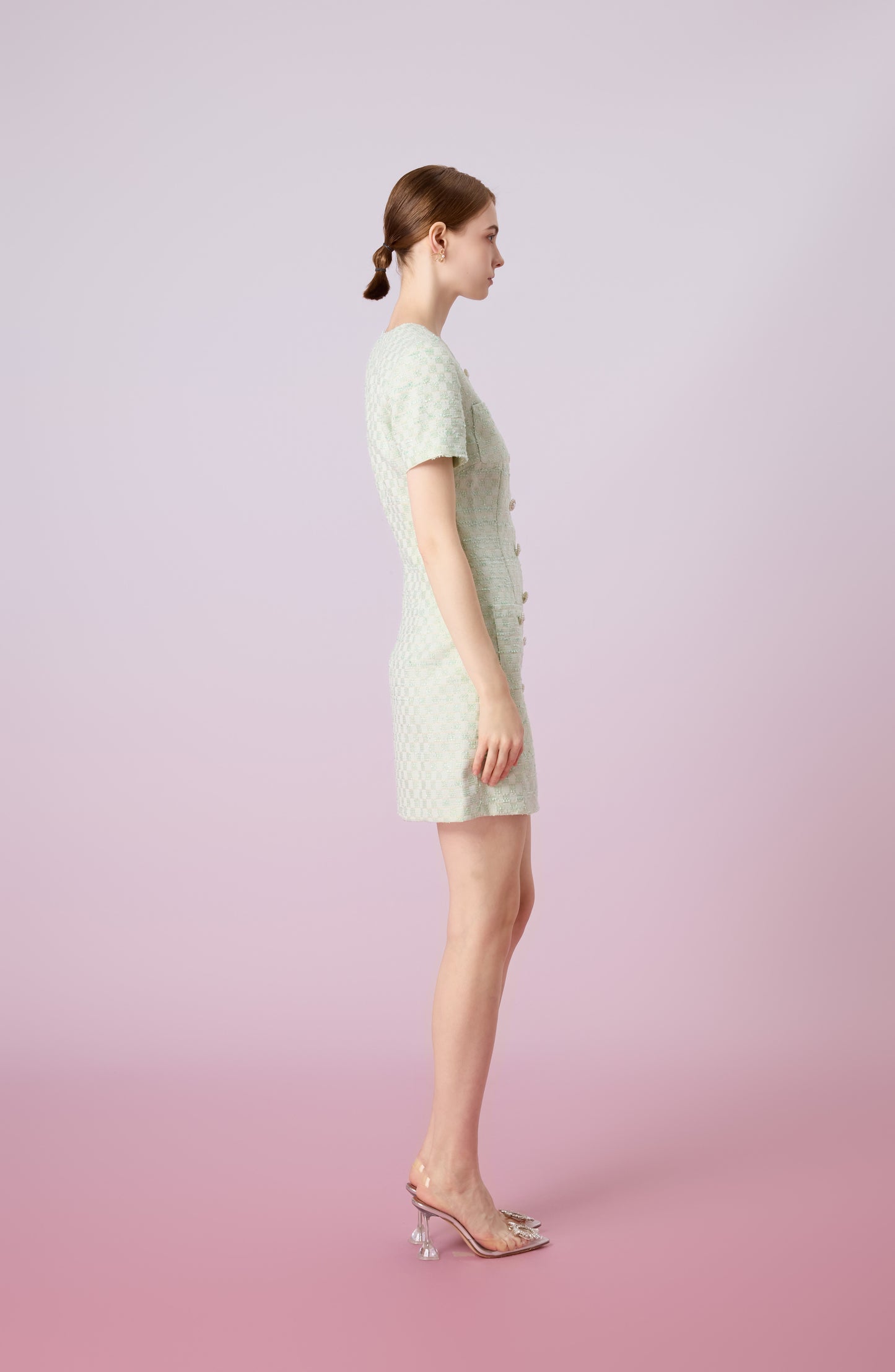 Jacklin Green Checkered Tweed Dress