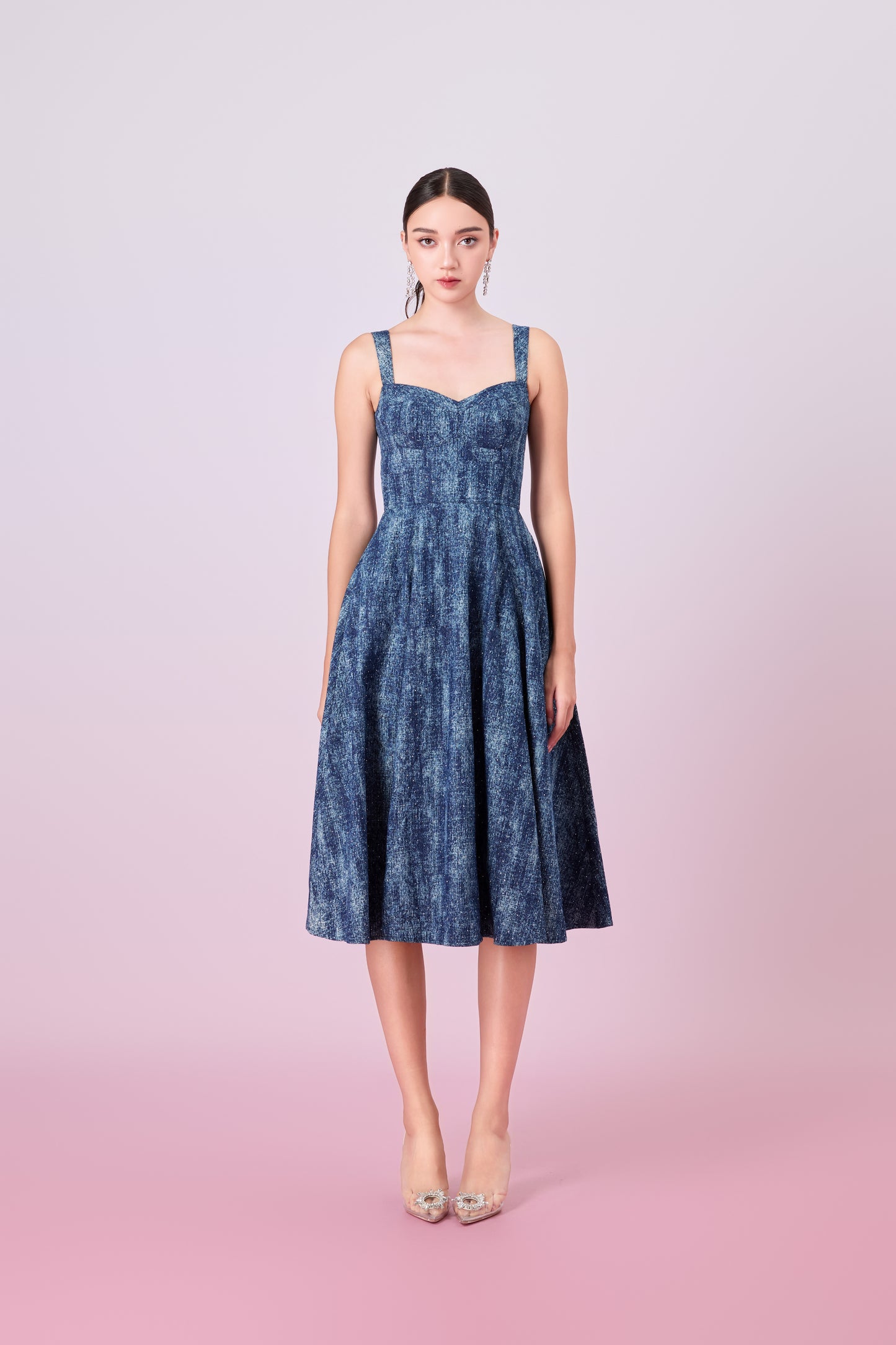 Jacqueleen Twinkle Dark Blue Strap Long Dress