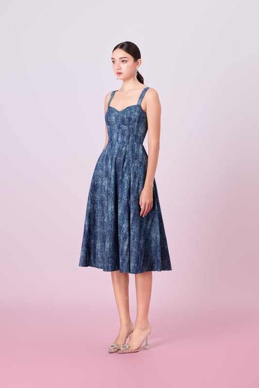Jacqueleen Twinkle Dark Blue Strap Long Dress - Nimisski