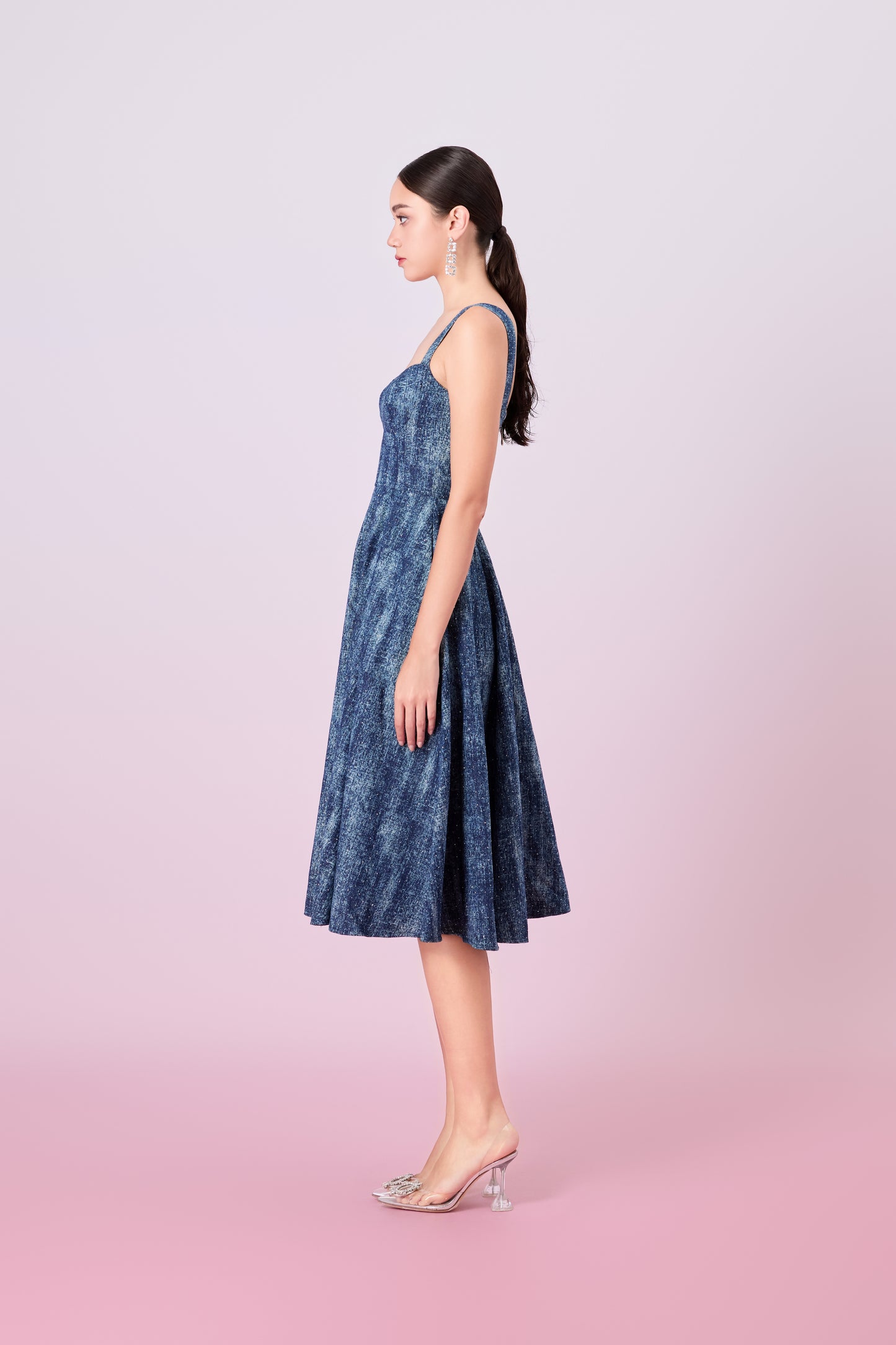 Jacqueleen Twinkle Dark Blue Strap Long Dress