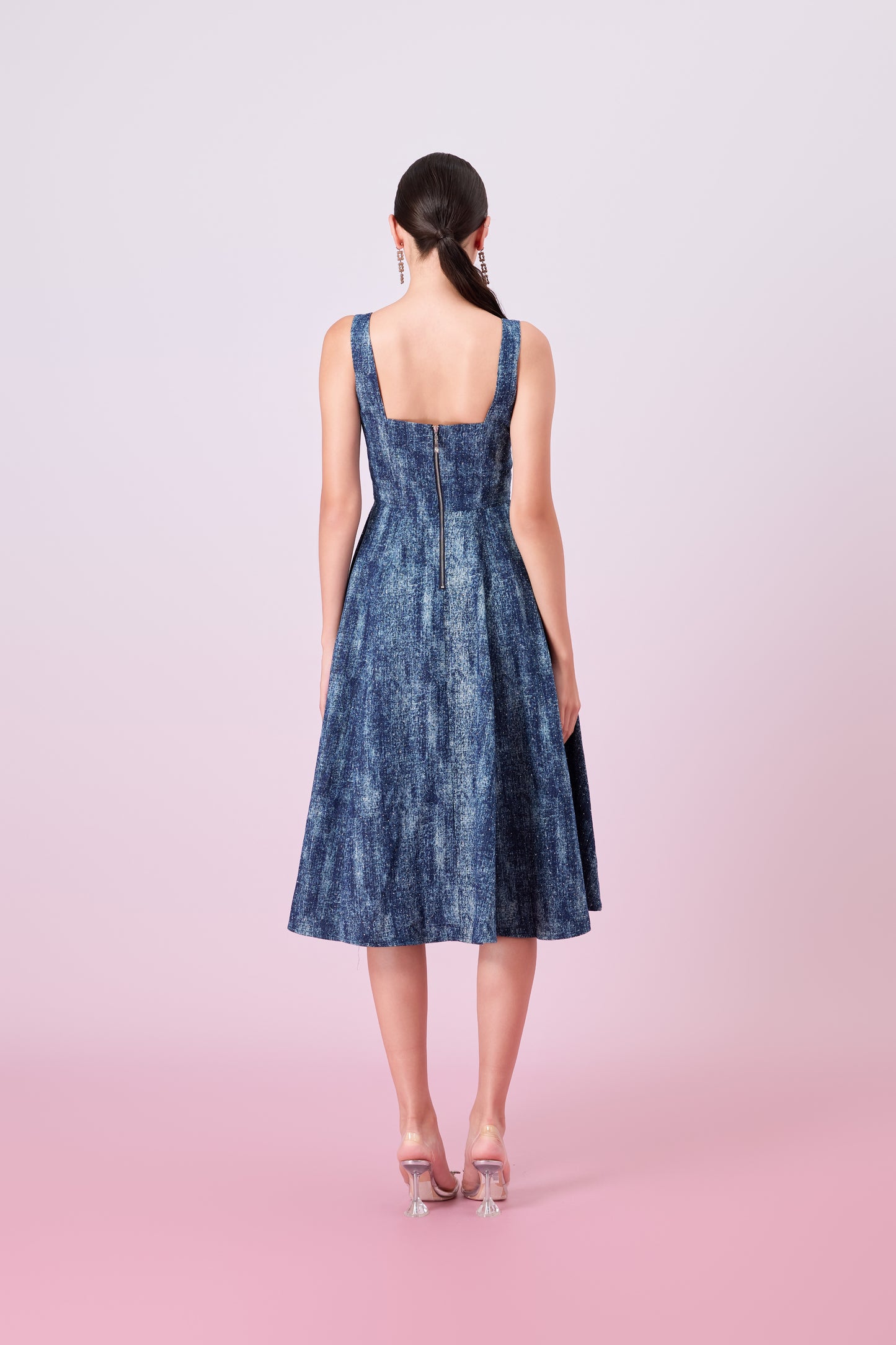 Jacqueleen Twinkle Dark Blue Strap Long Dress