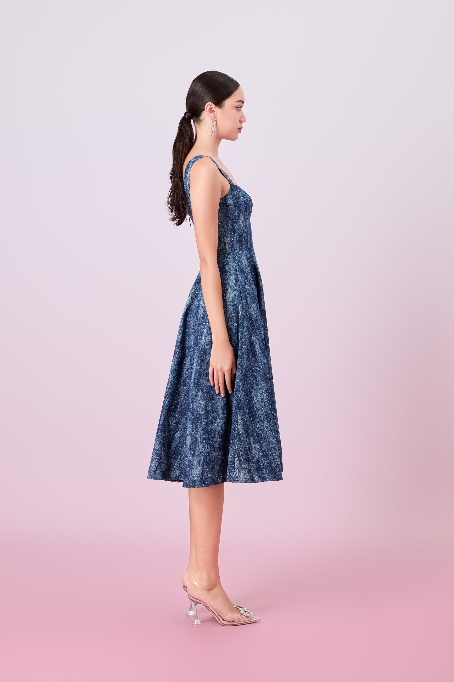 Jacqueleen Twinkle Dark Blue Strap Long Dress