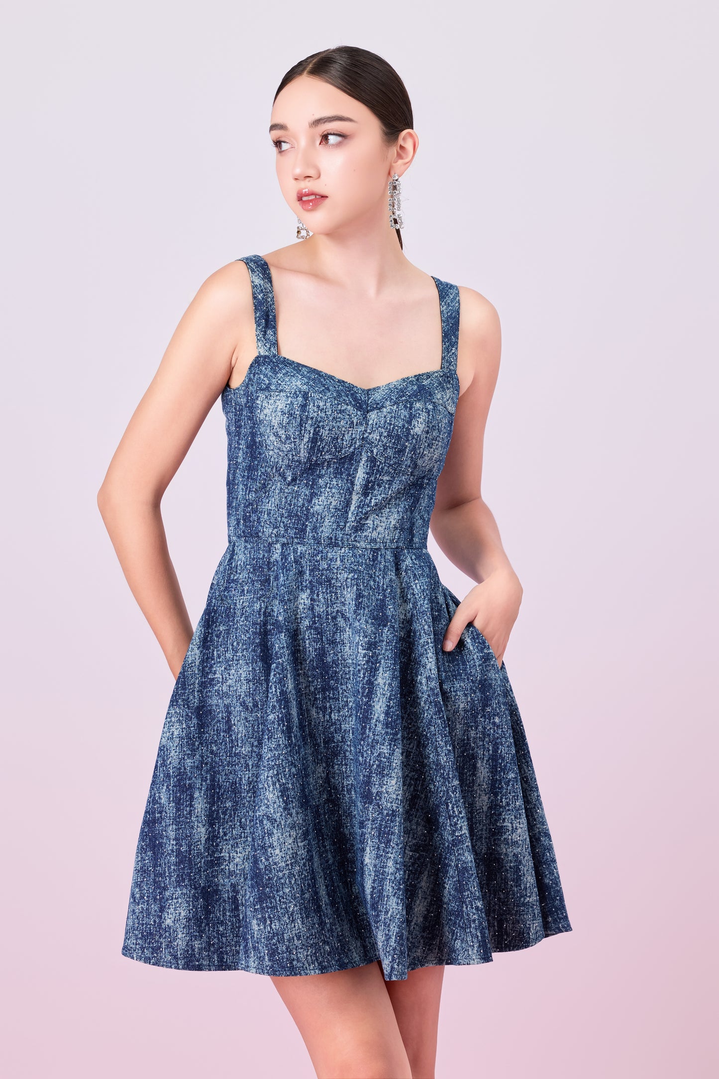 Jacqueleen Twinkle Dark Blue Strap Dress