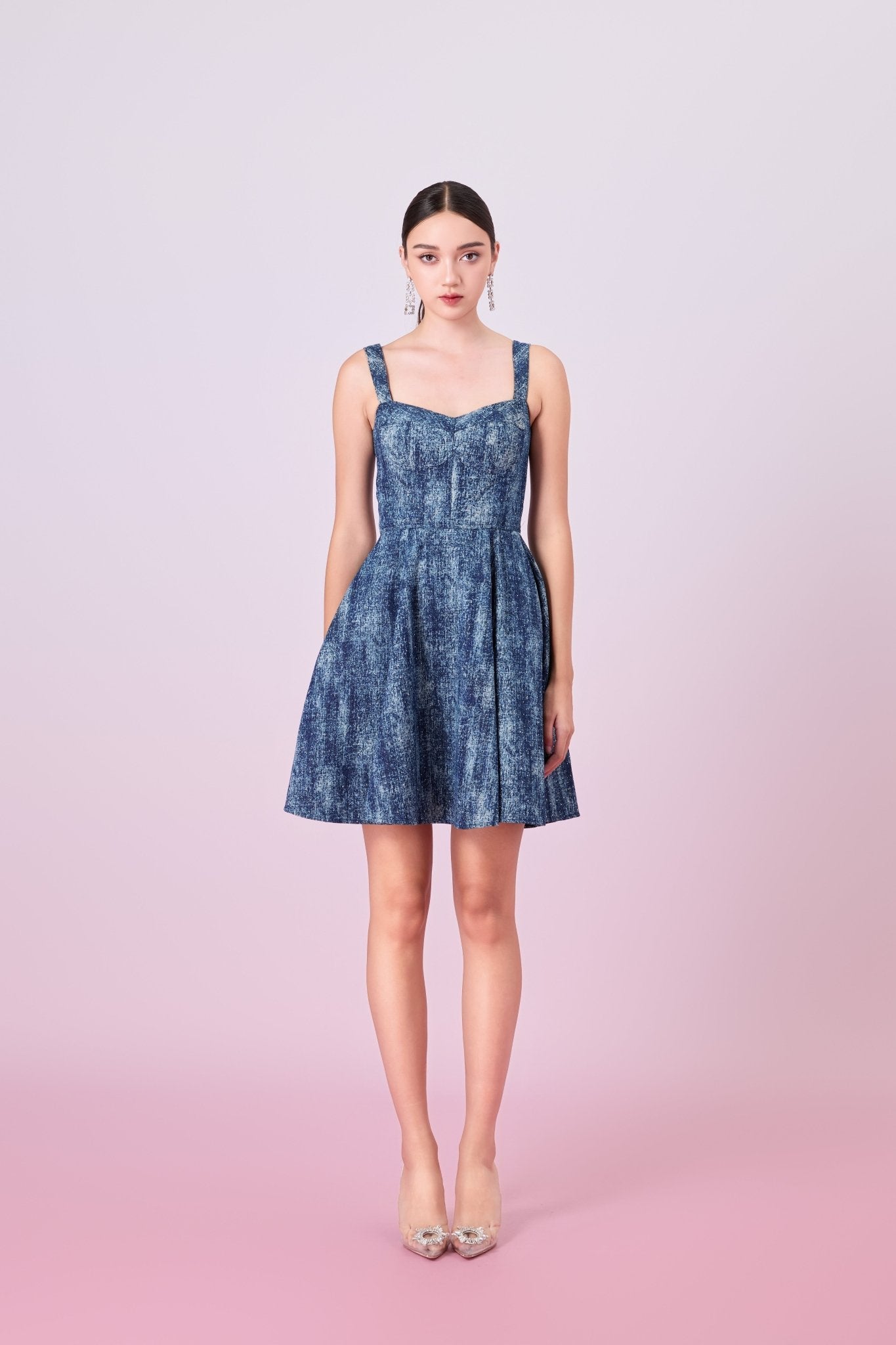 Jacqueleen Twinkle Dark Blue Strap Dress - Nimisski