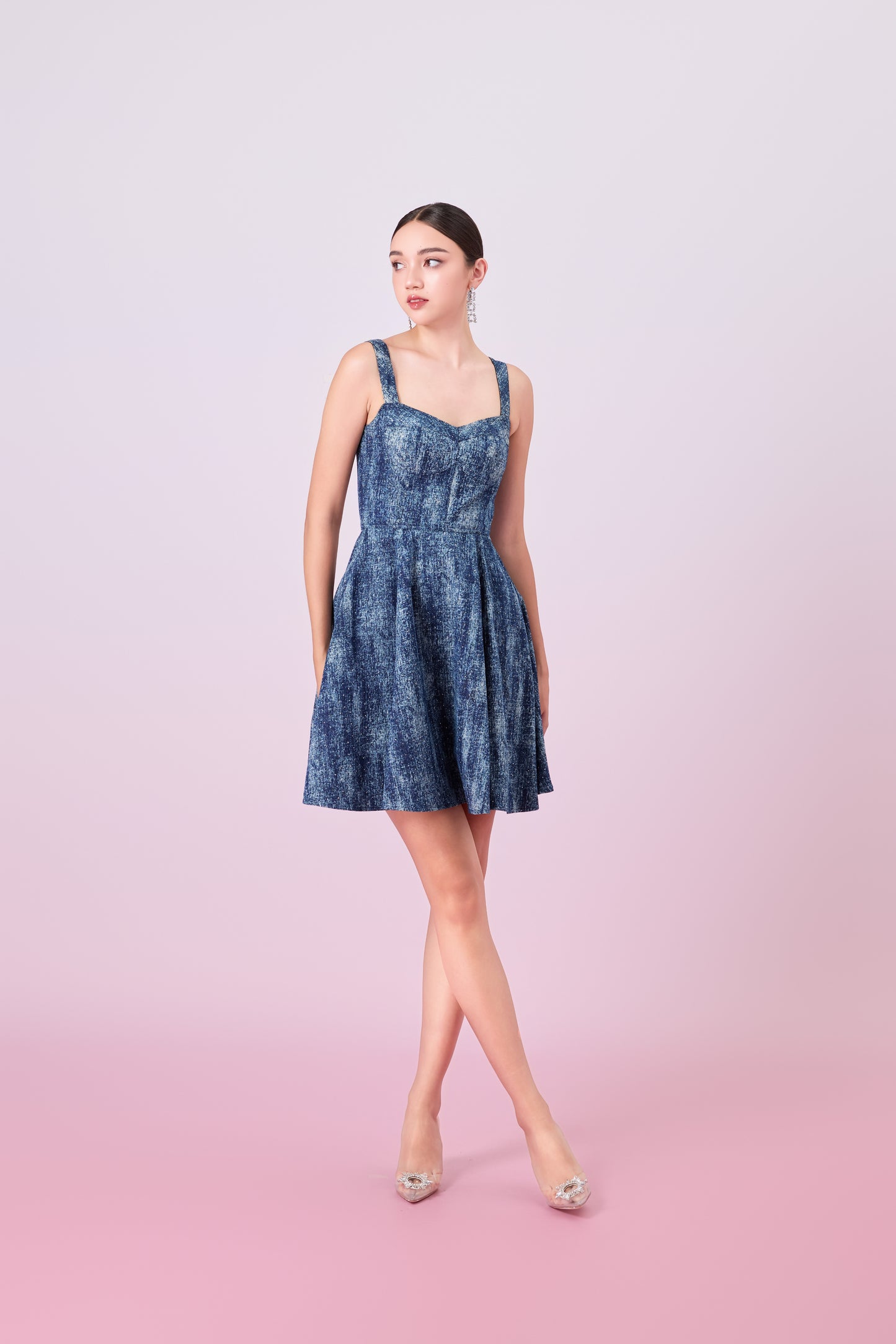 Jacqueleen Twinkle Dark Blue Strap Dress