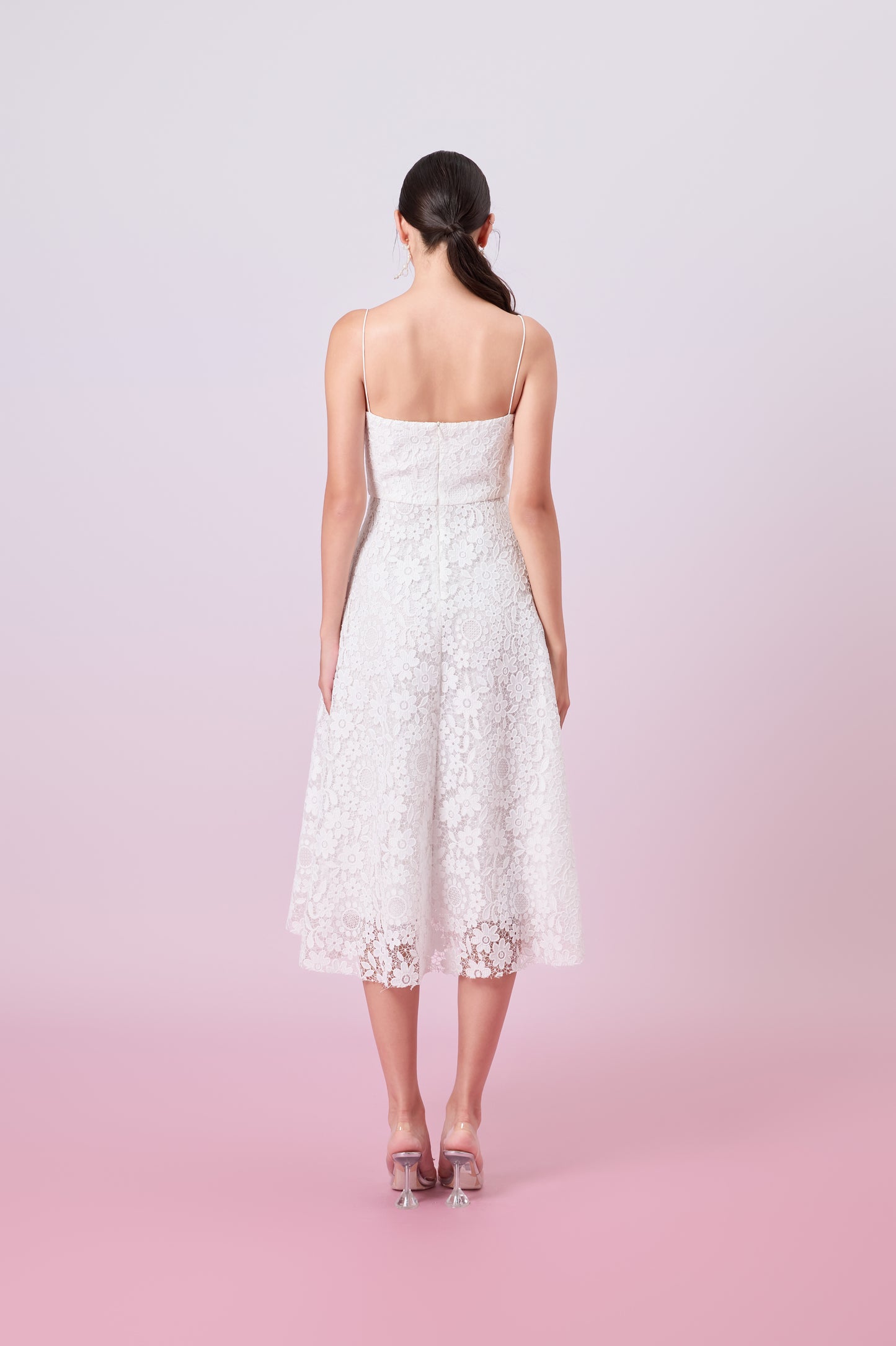 Juelline White Flower Lace Long Dress