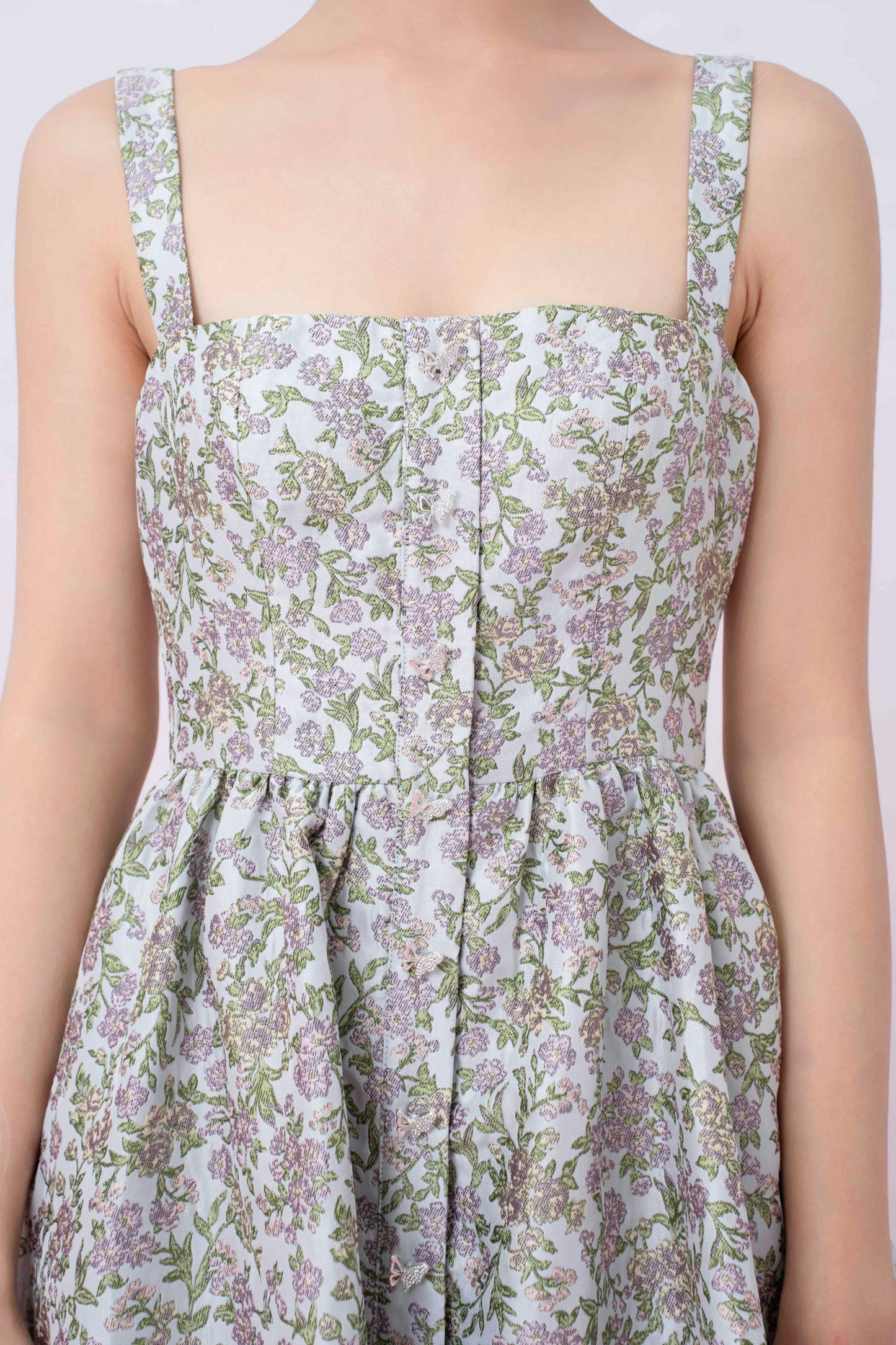 Jaquelynn Purple Floral Print Button-Front Dress