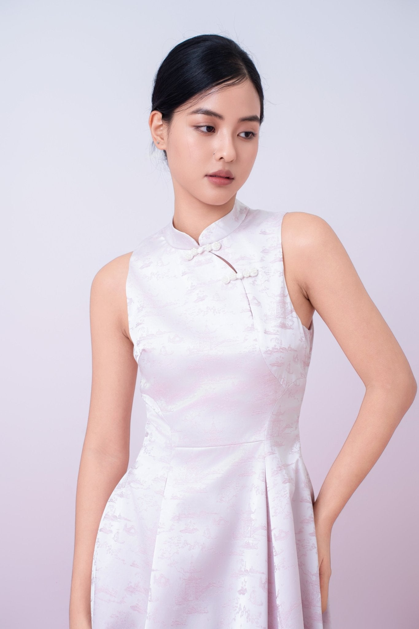 Joliette Pink Modern A - Line Cheongsam Dress - Nimisski