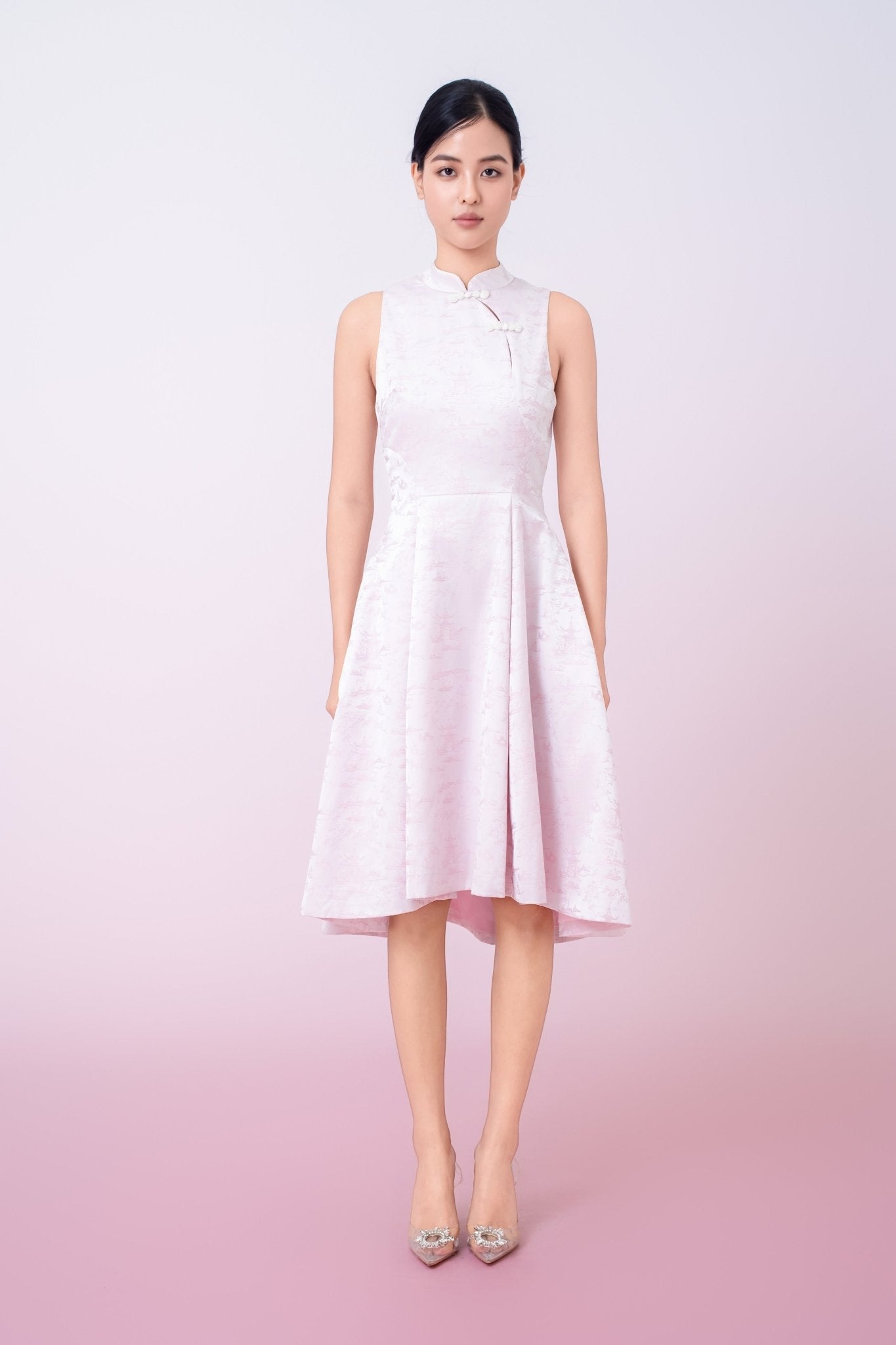 Joliette Pink Modern A - Line Cheongsam Dress - Nimisski