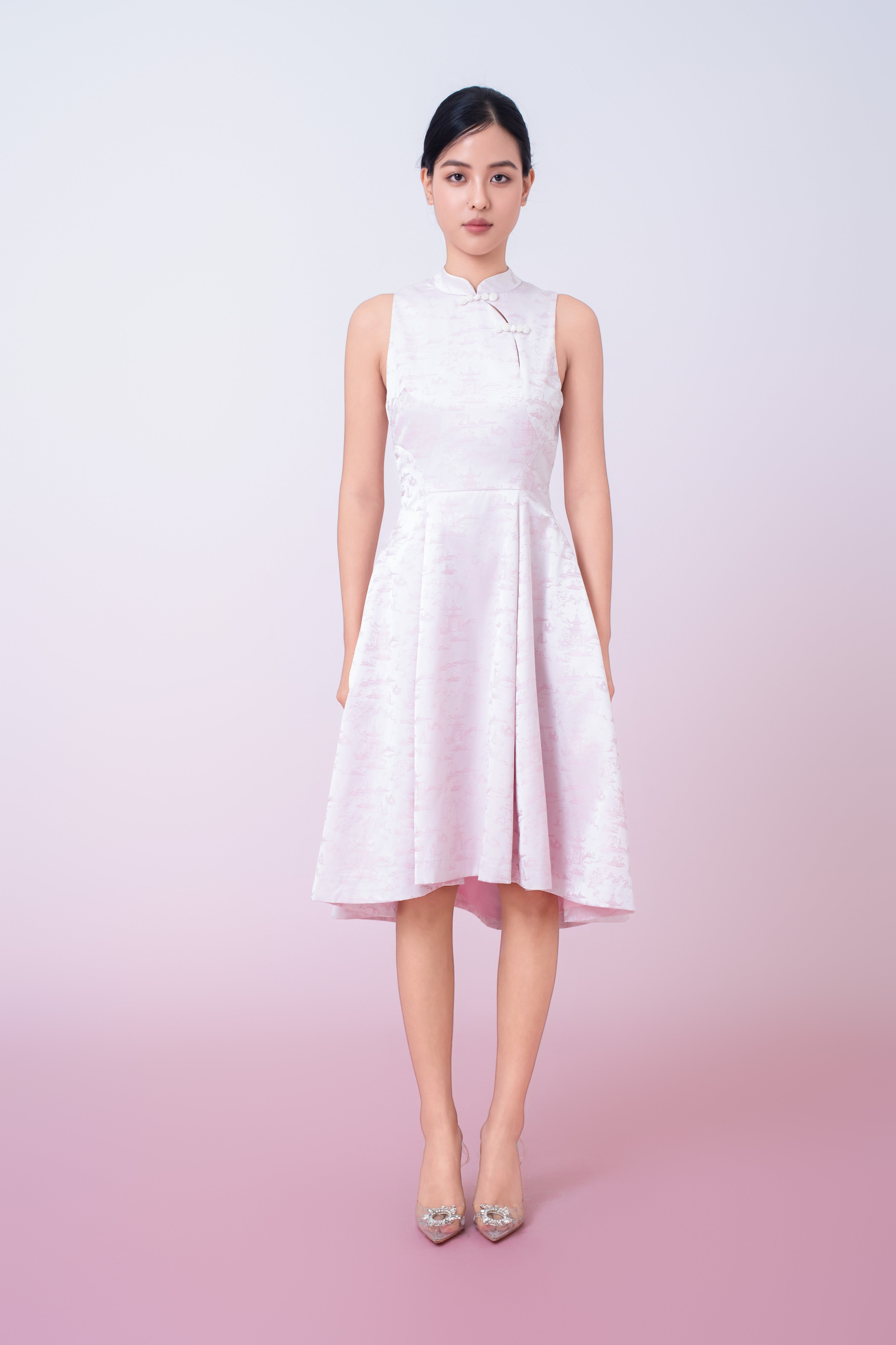 Joliette Pink Modern A-Line Cheongsam Dress