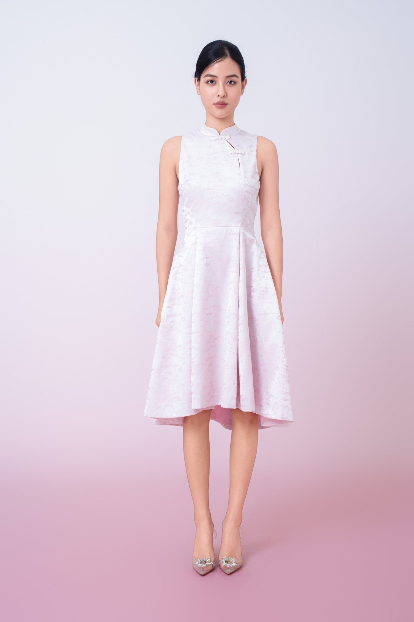 Joliette Pink Modern A - Line Cheongsam Dress - Nimisski
