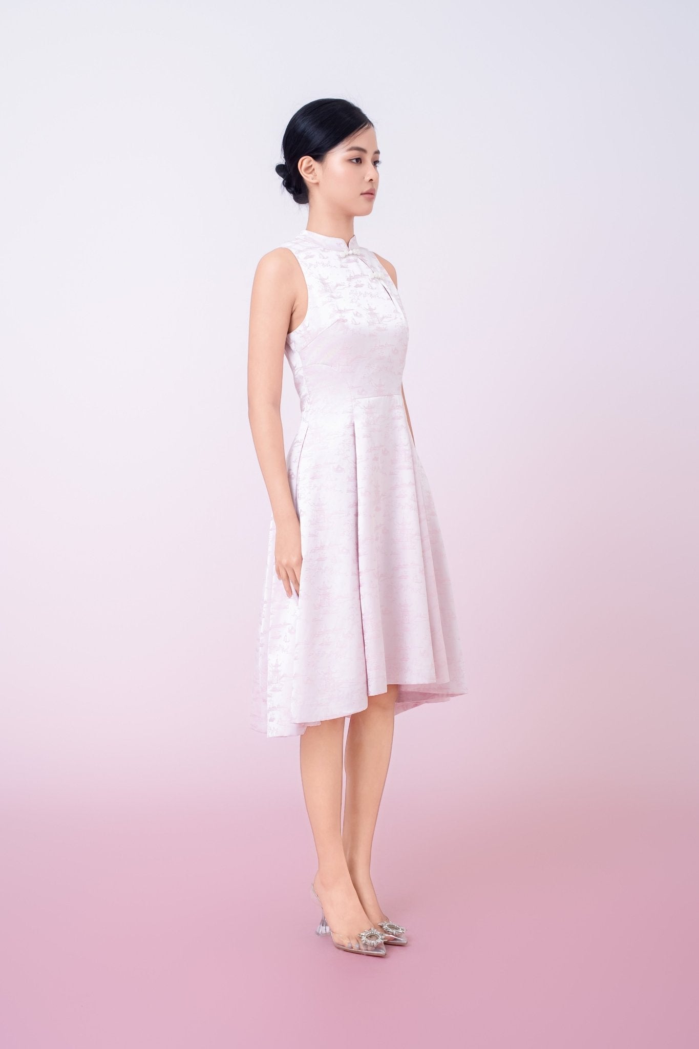 Joliette Pink Modern A - Line Cheongsam Dress - Nimisski
