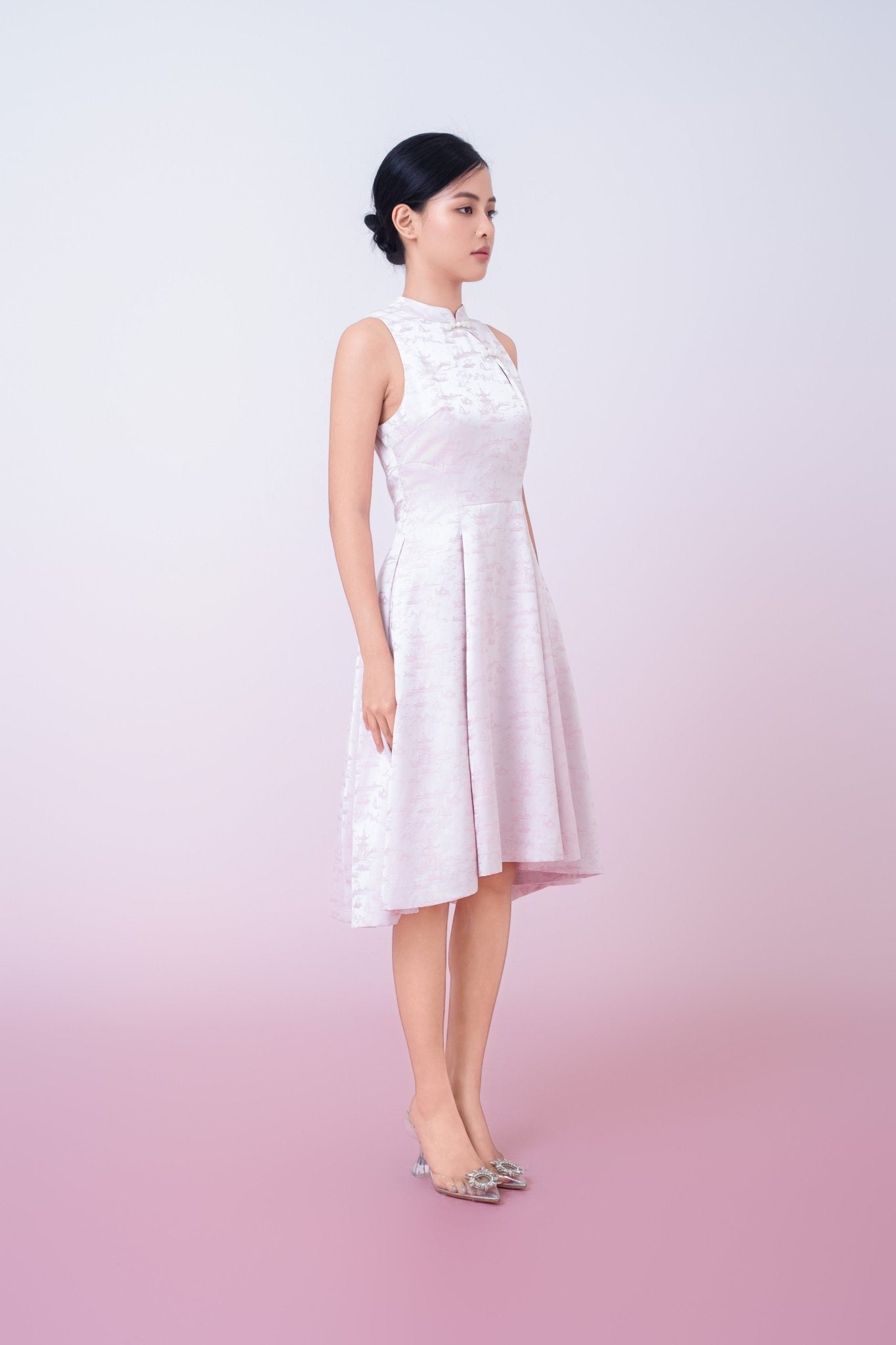 Joliette Pink Modern A - Line Cheongsam Dress - Nimisski