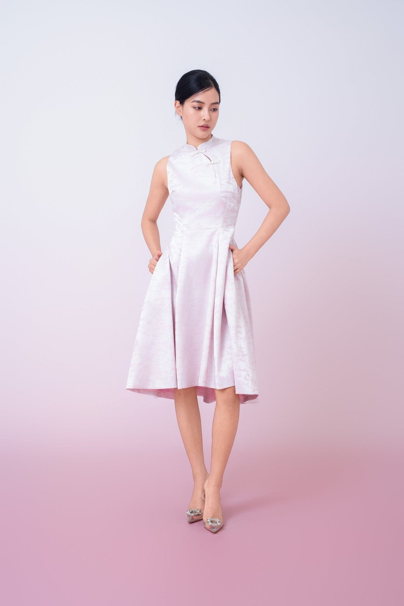 Joliette Pink Modern A - Line Cheongsam Dress - Nimisski