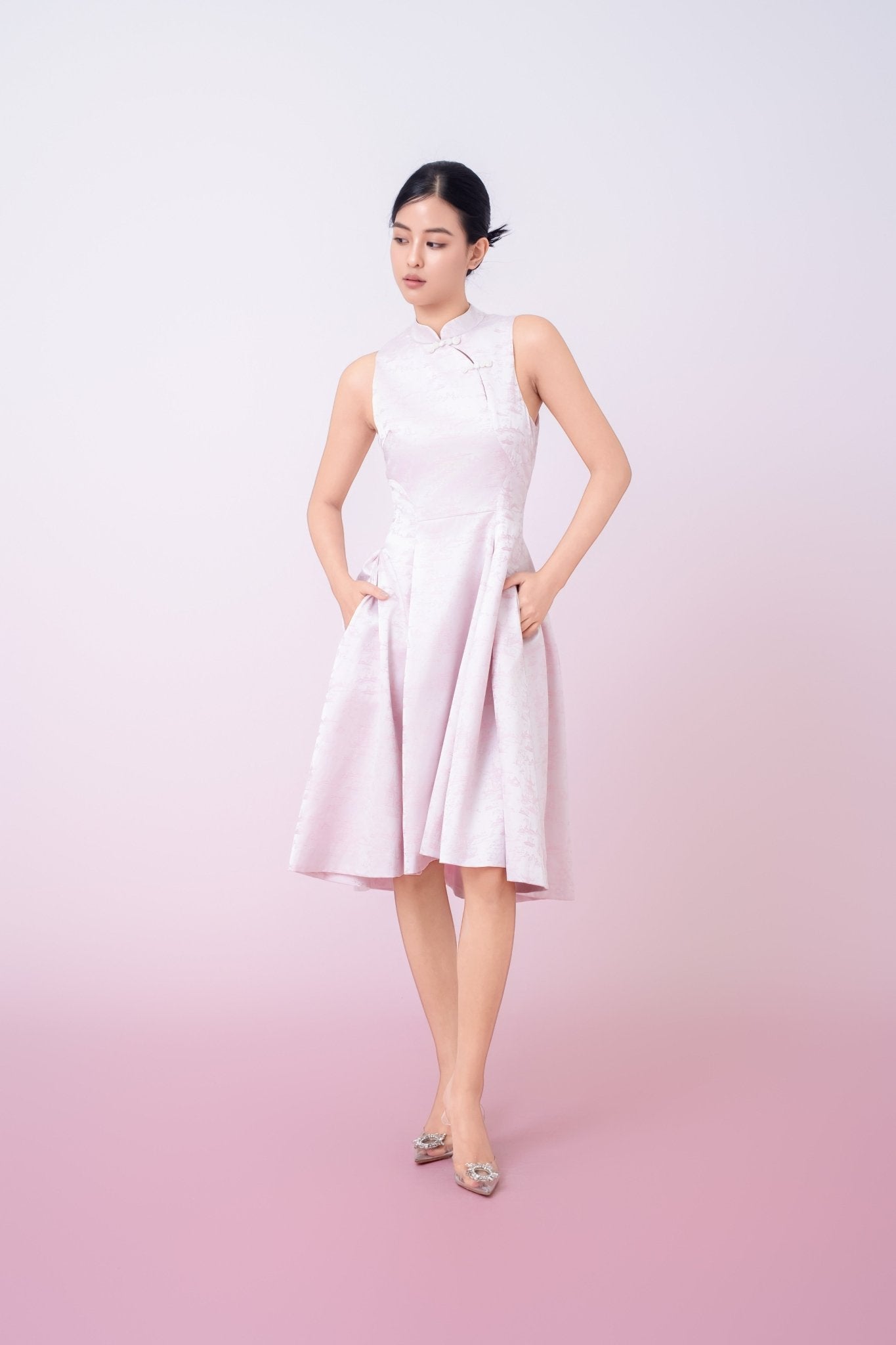 Joliette Pink Modern A - Line Cheongsam Dress - Nimisski