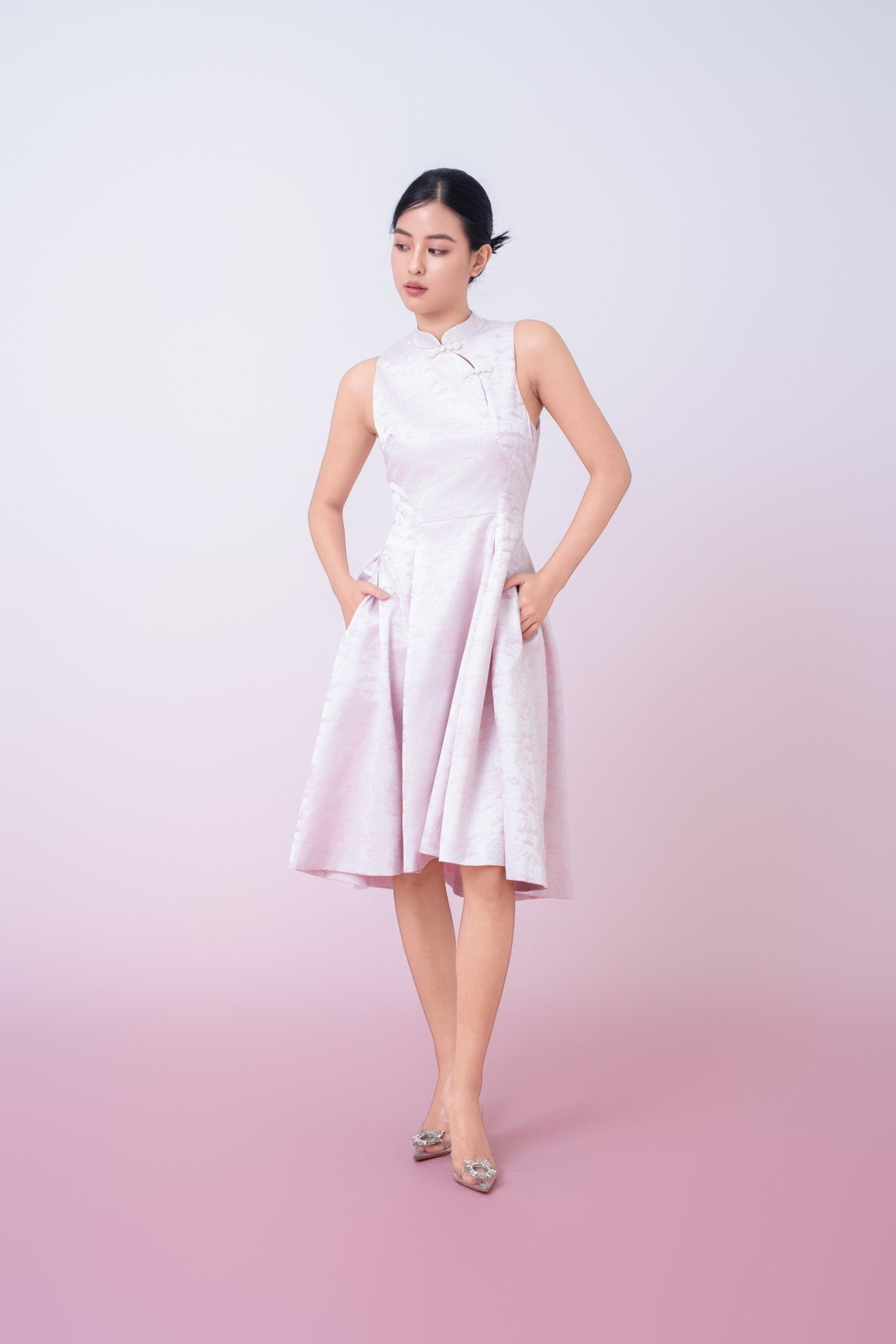 Joliette Pink Modern A - Line Cheongsam Dress - Nimisski