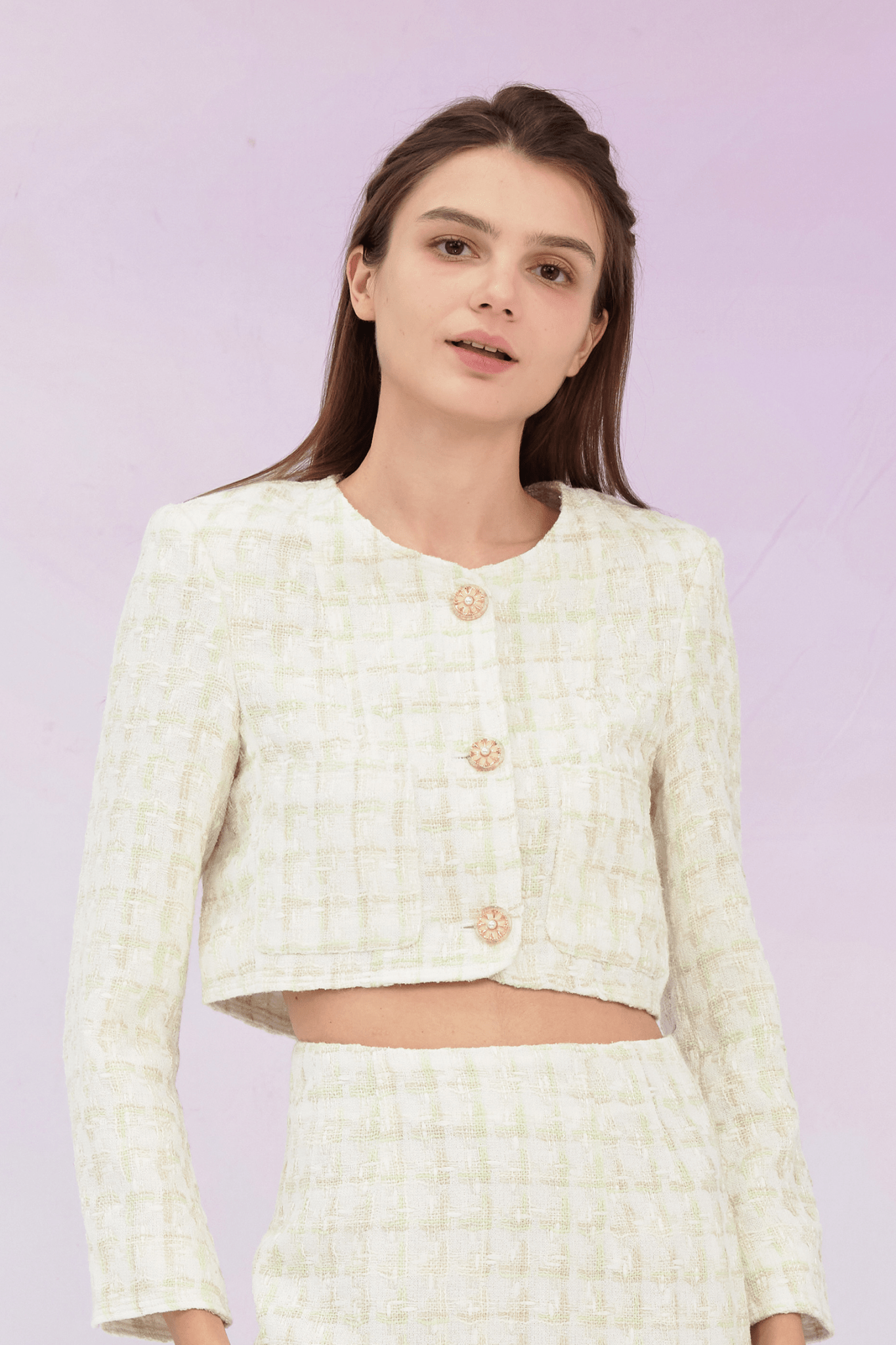 Gracielle Mint White Tweed Jacket - Nimisski