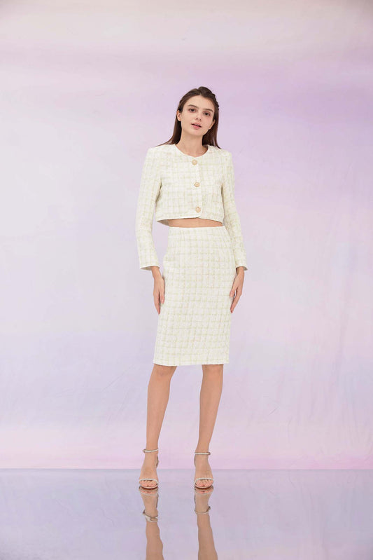 Gracielle Mint White Tweed Skirt