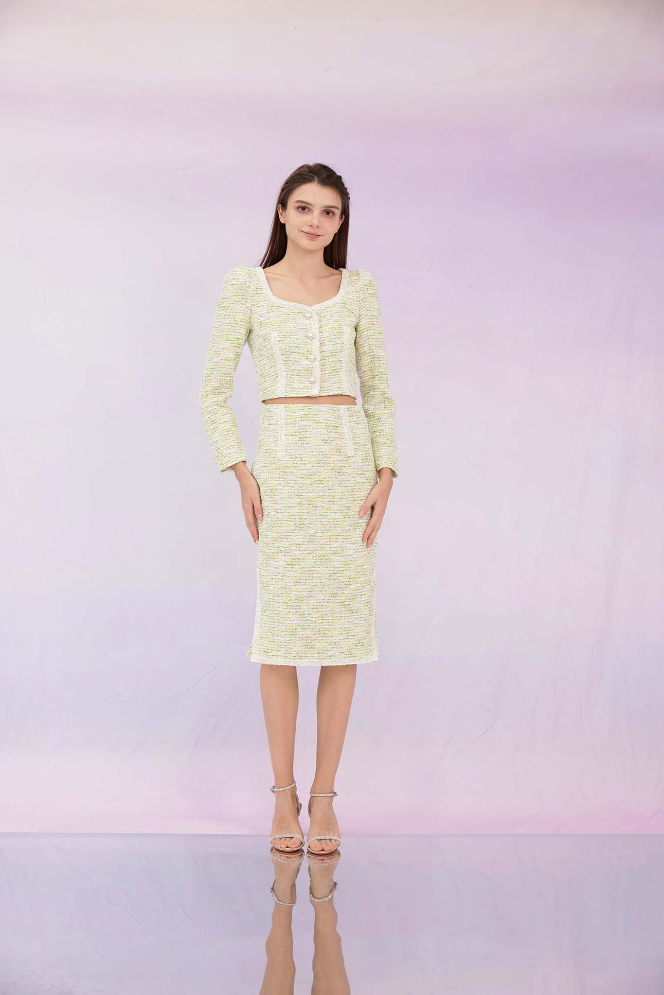 Gennie Green Tweed Skirt