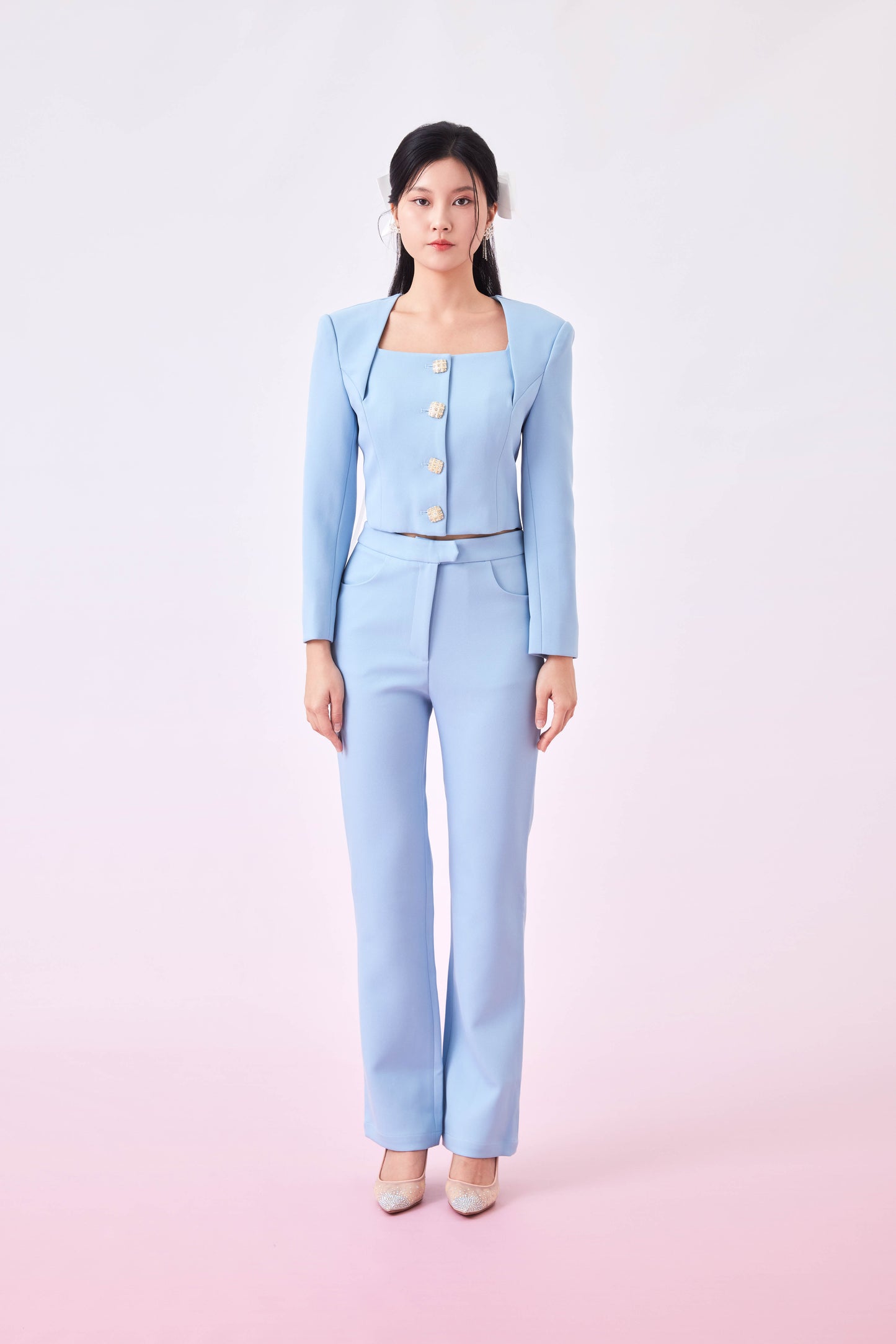 Georgena Sky Blue Cropped Jacket