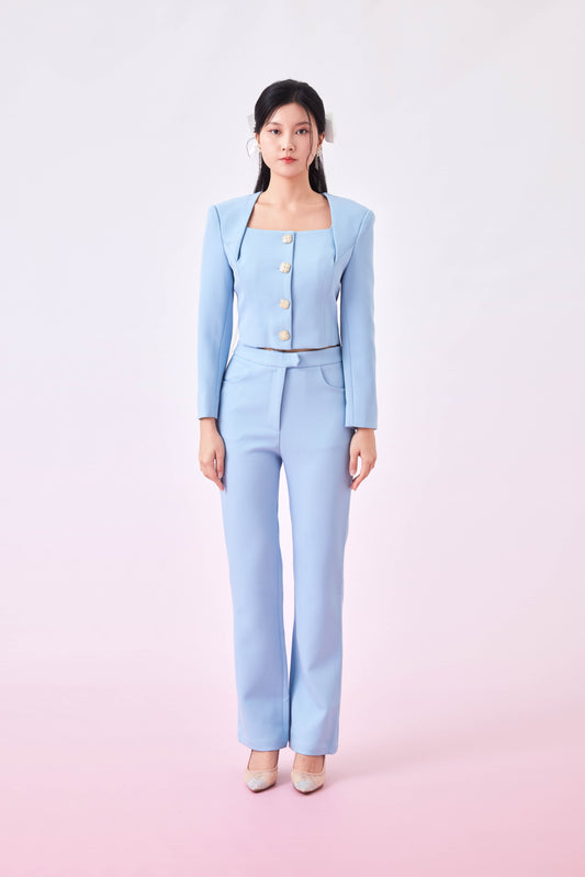 Georgena Sky Blue Cropped Jacket
