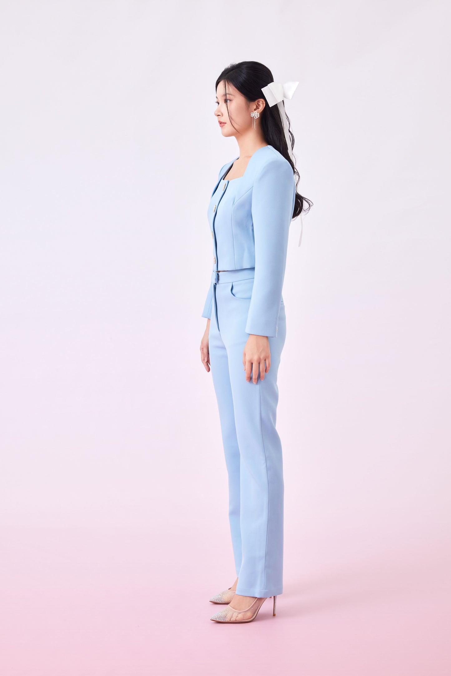 Georgena Sky Blue Cropped Jacket