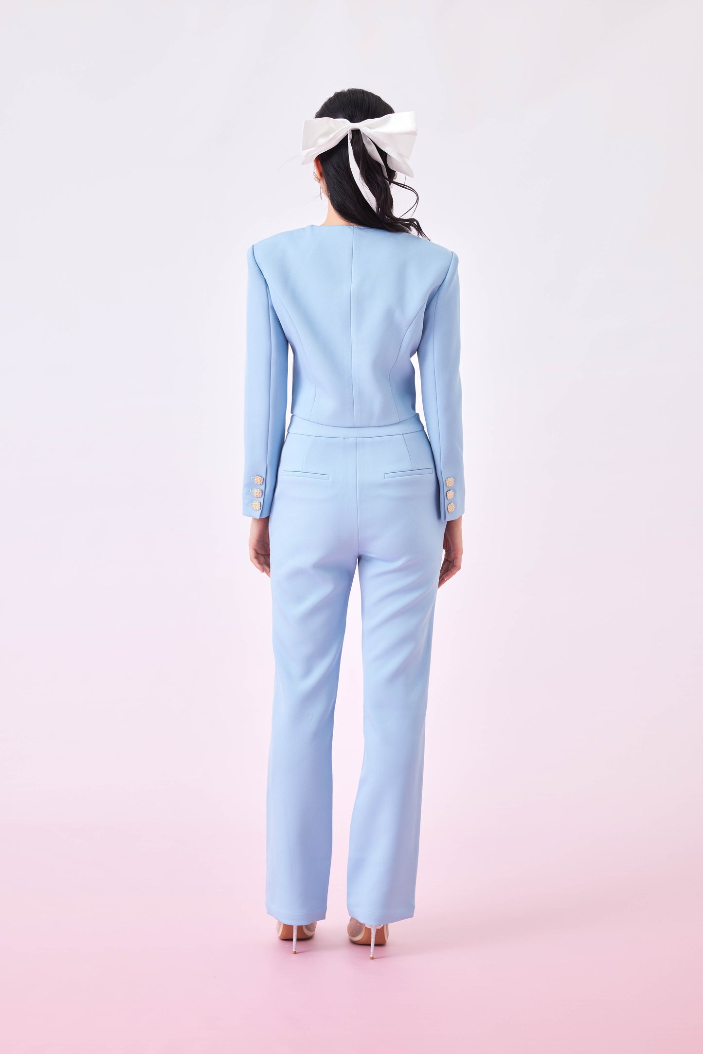 Georgena Sky Blue Cropped Jacket