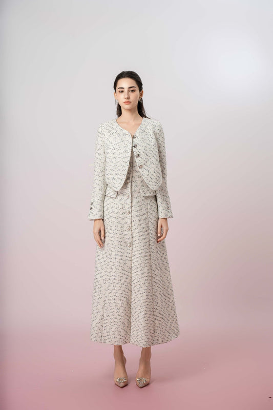 Galilah White Tweed Crop Jacket - Nimisski