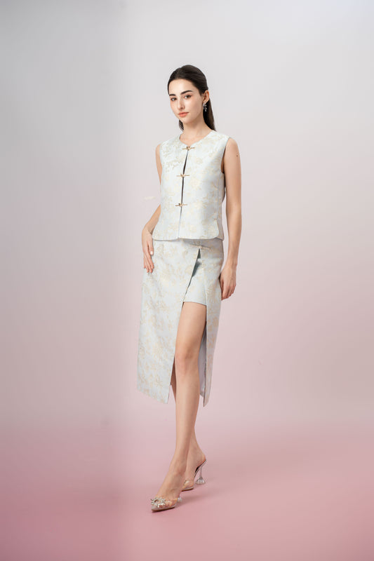 Jineva Light Blue Jacquard Skirt