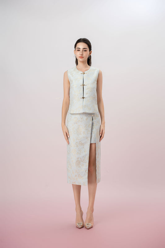 Jineva Light Blue Jacquard Skirt