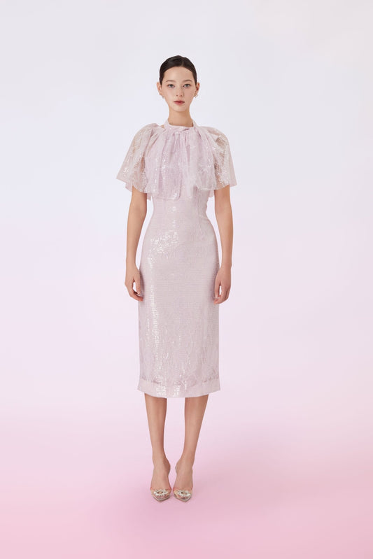 Gallia Light Plum Sequins Cape - Nimisski